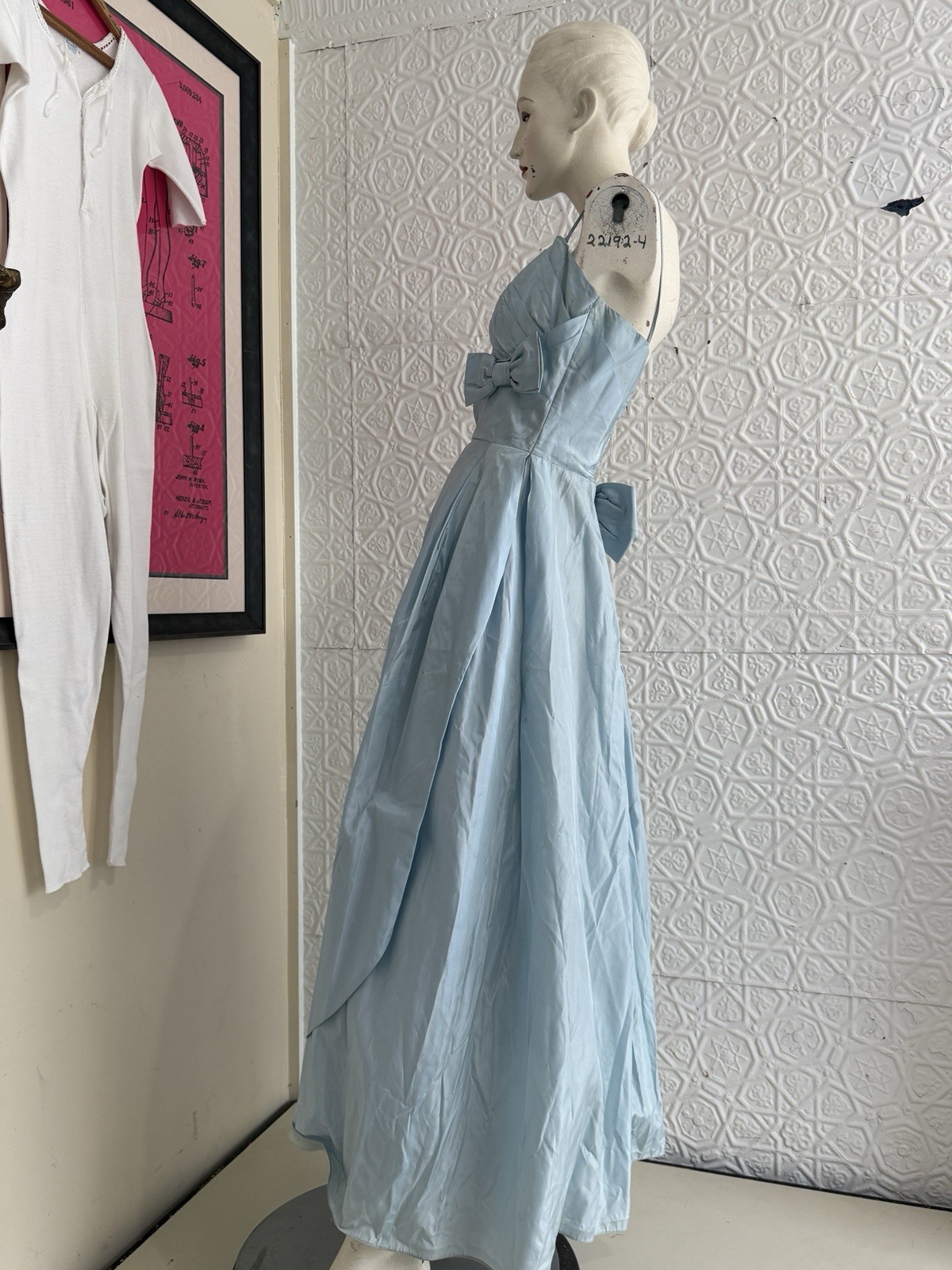 vintage 1950s gown baby blue taffeta bridesmaid prom small xs prom dress bridal