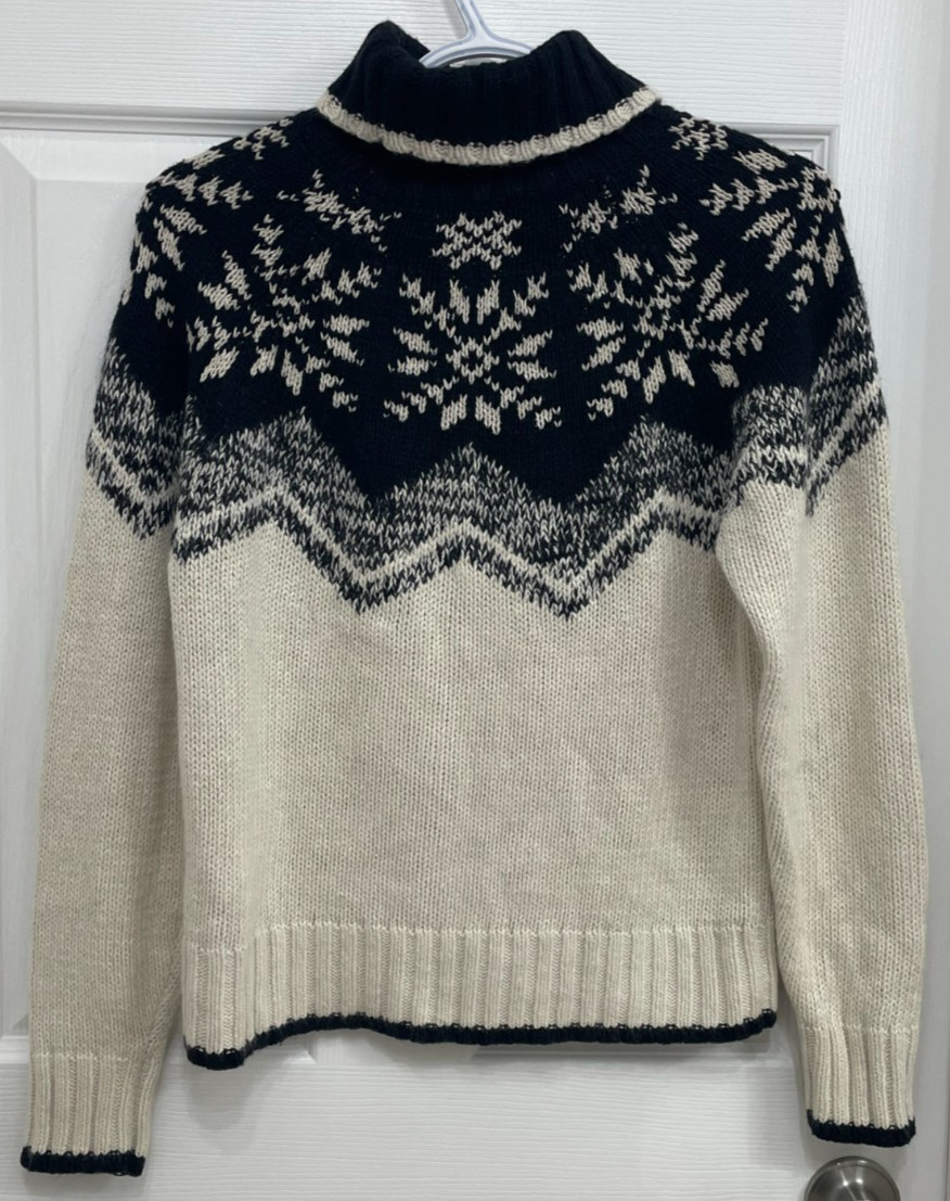 Vintage Evan-Picone Fair Isle Snowflake Sweater Small Angora Knit Mock Neck