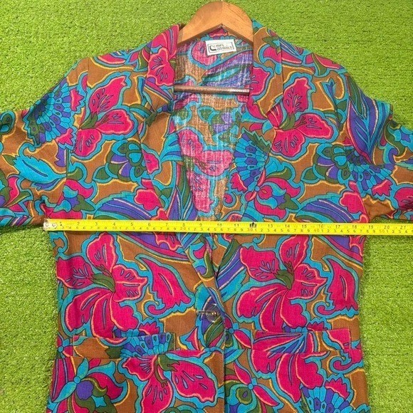 Vintage Campus Casual of California Floral Groovy Blazer Hawaiian Abstract