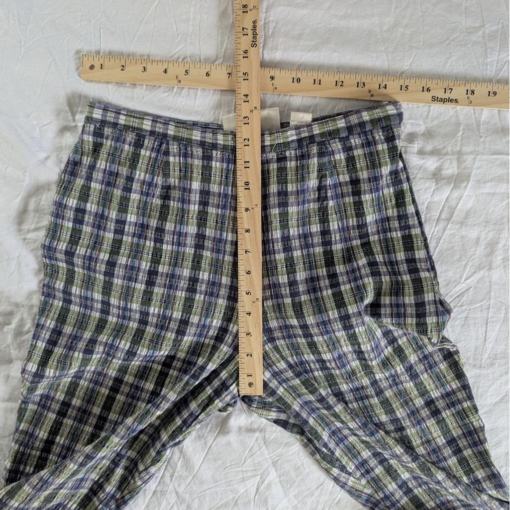 Vtg Express Plaid Trousers Green Navy High Waist Tapered Pants Womens Sz 11/12
