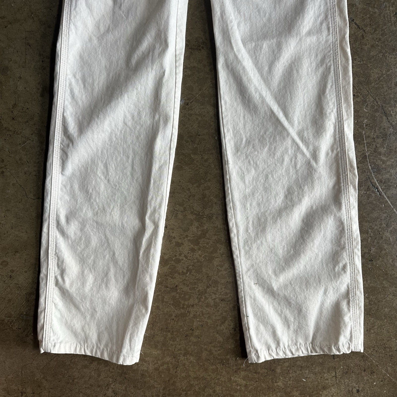Vintage 80’s Dee Cee Cotton Canvas White Carpenter Pants | Size 26×36