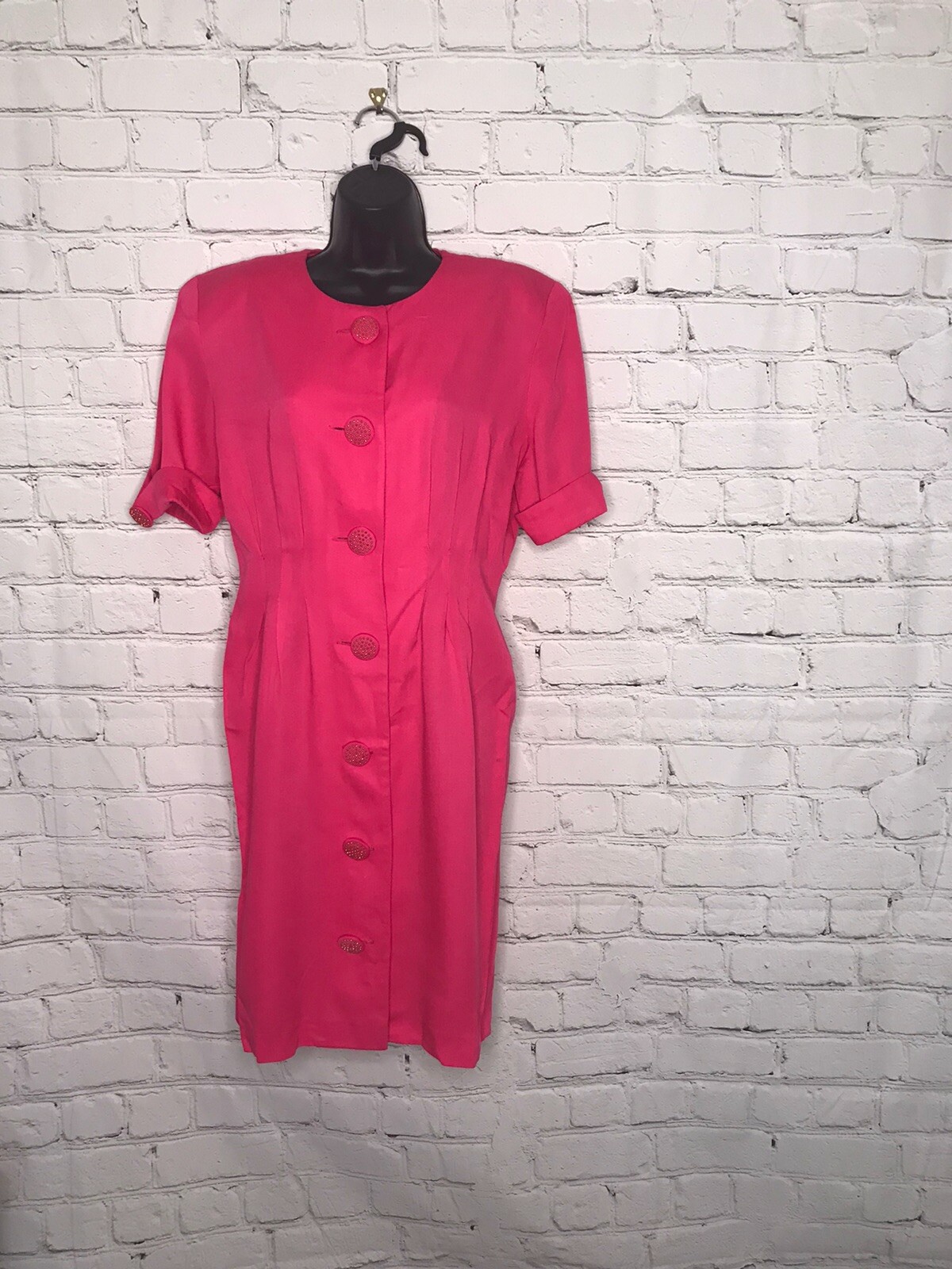Vintage Irresistible By Sue Eng 1980s Button Down Pink Dress Size 7/8