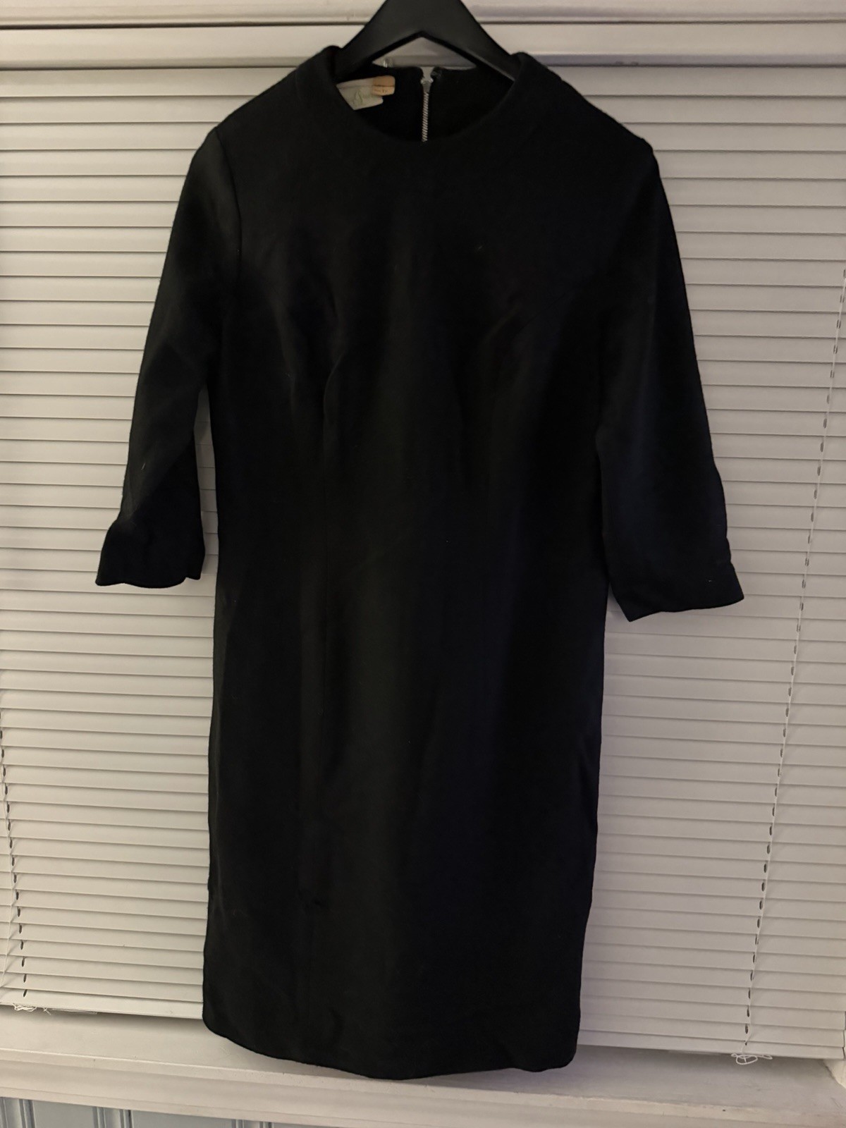 Vtg 1960s Designer Nancy Greer New York Zip Black Dress Size 16