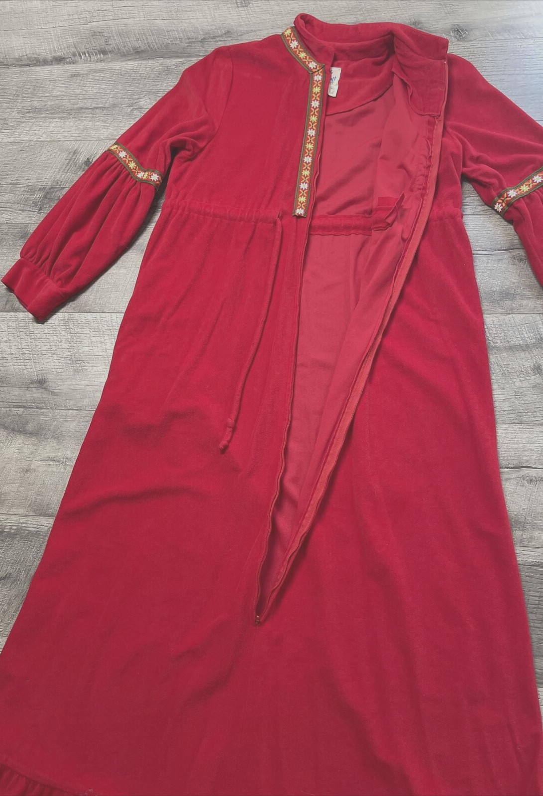 Vintage Lounge Craft Nightgown Housecoat Womens Medium Zip Pocket Long Robe USA