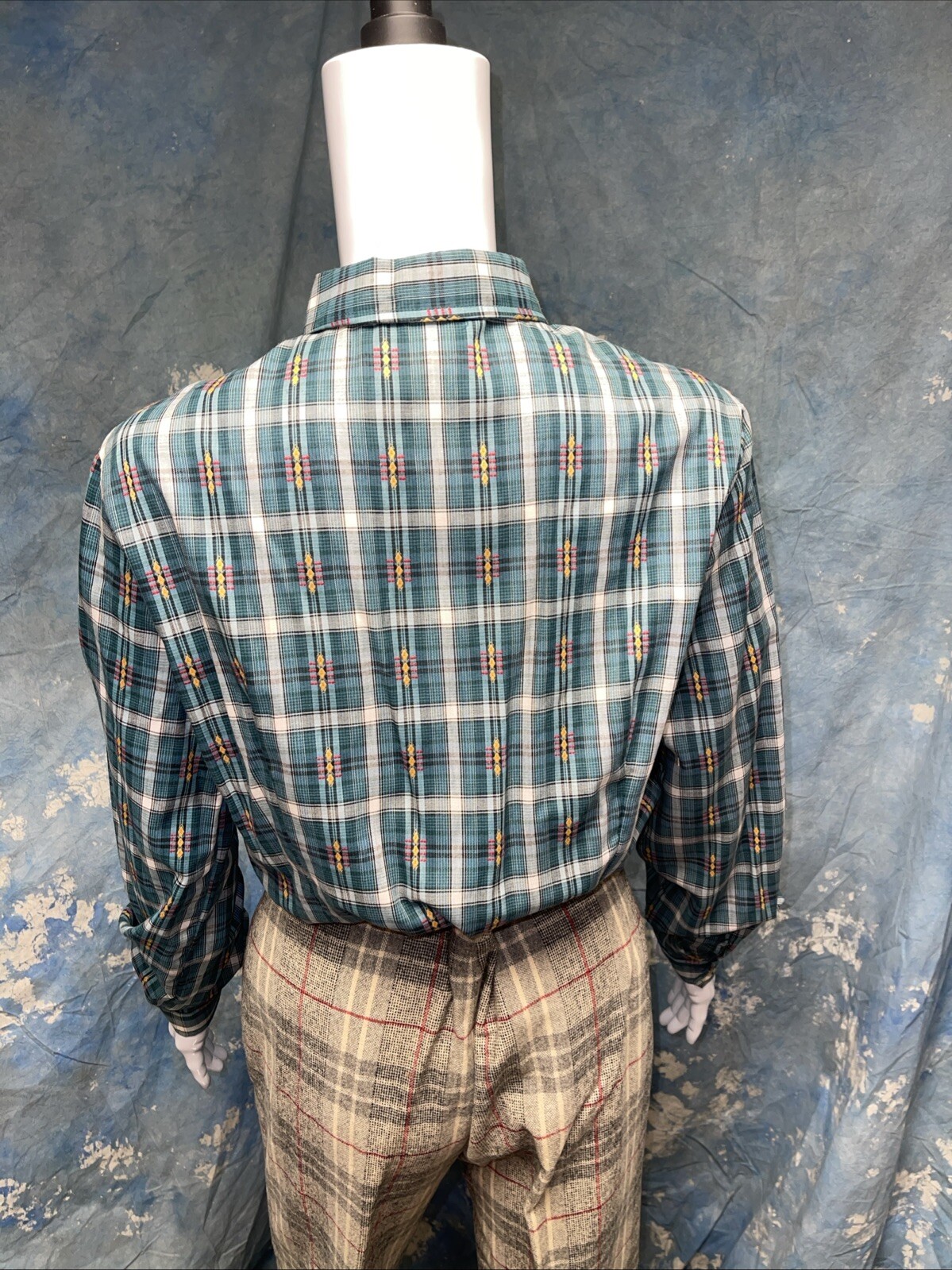 Juniors Vintage 1970s Bobbie Brooks Plaid Blouse Shirt 13/14