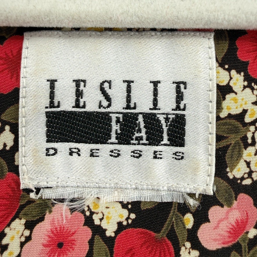 VTG Leslie Fay Midi Dresses Womens 8 Prairie Cottagecore Lace Collar Midi Belted