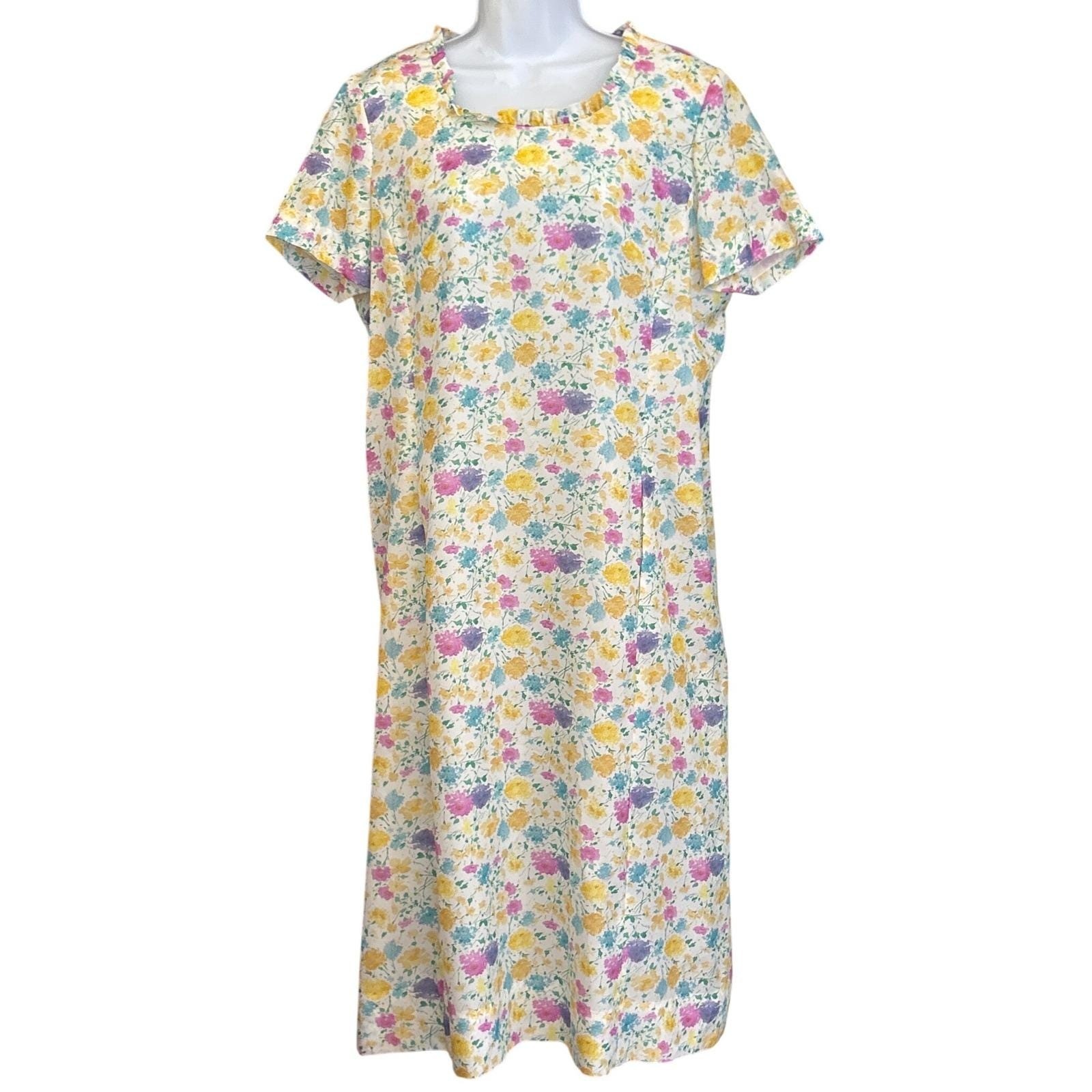 Vintage Jamison Boutique Dress Set Cottagecore Grandmacore Floral Yellow Purple