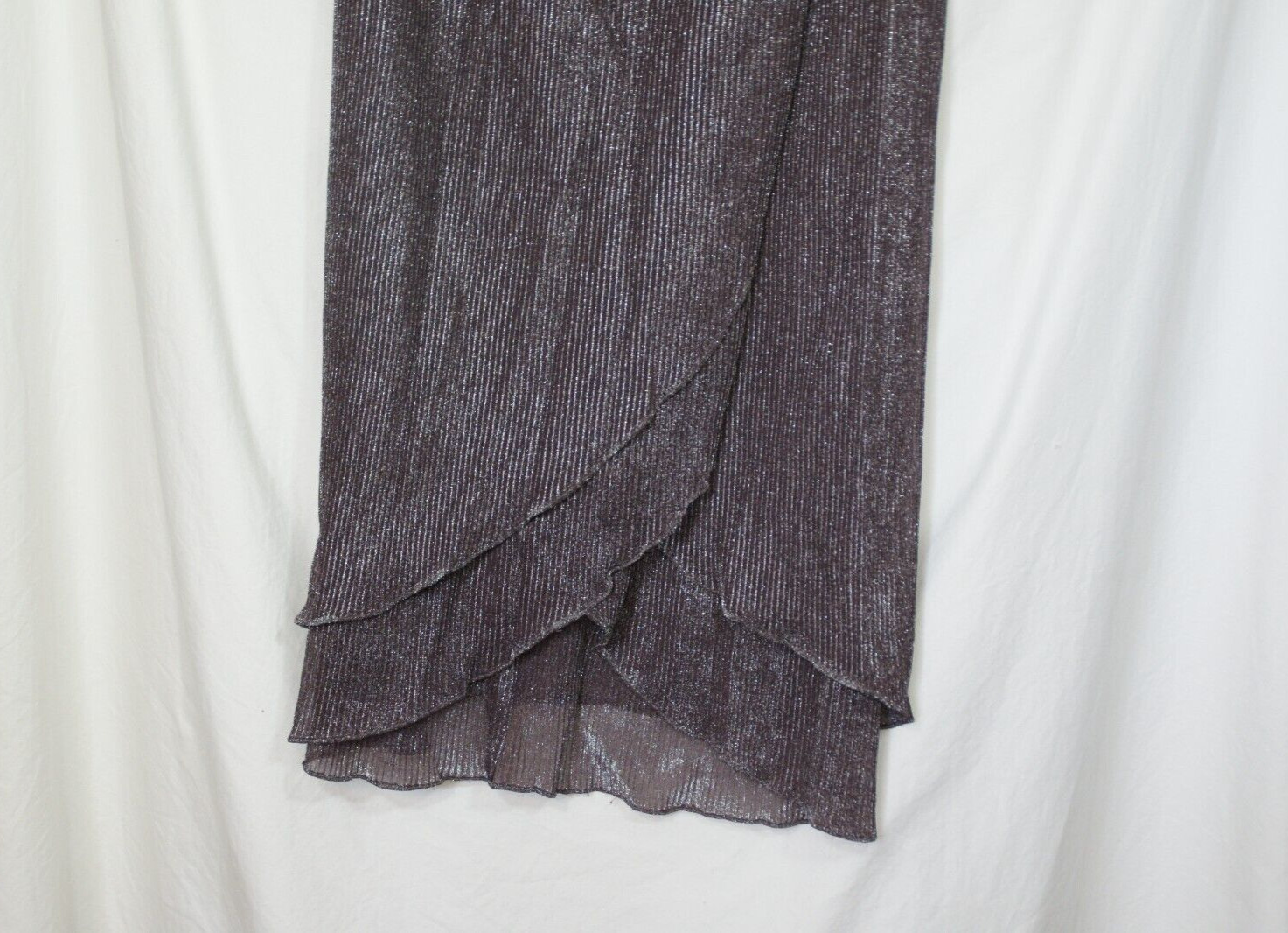 Vintage Carol Anderson Top Skirt Set Purple Gray Silver Metallic Size 7/8 Peplum