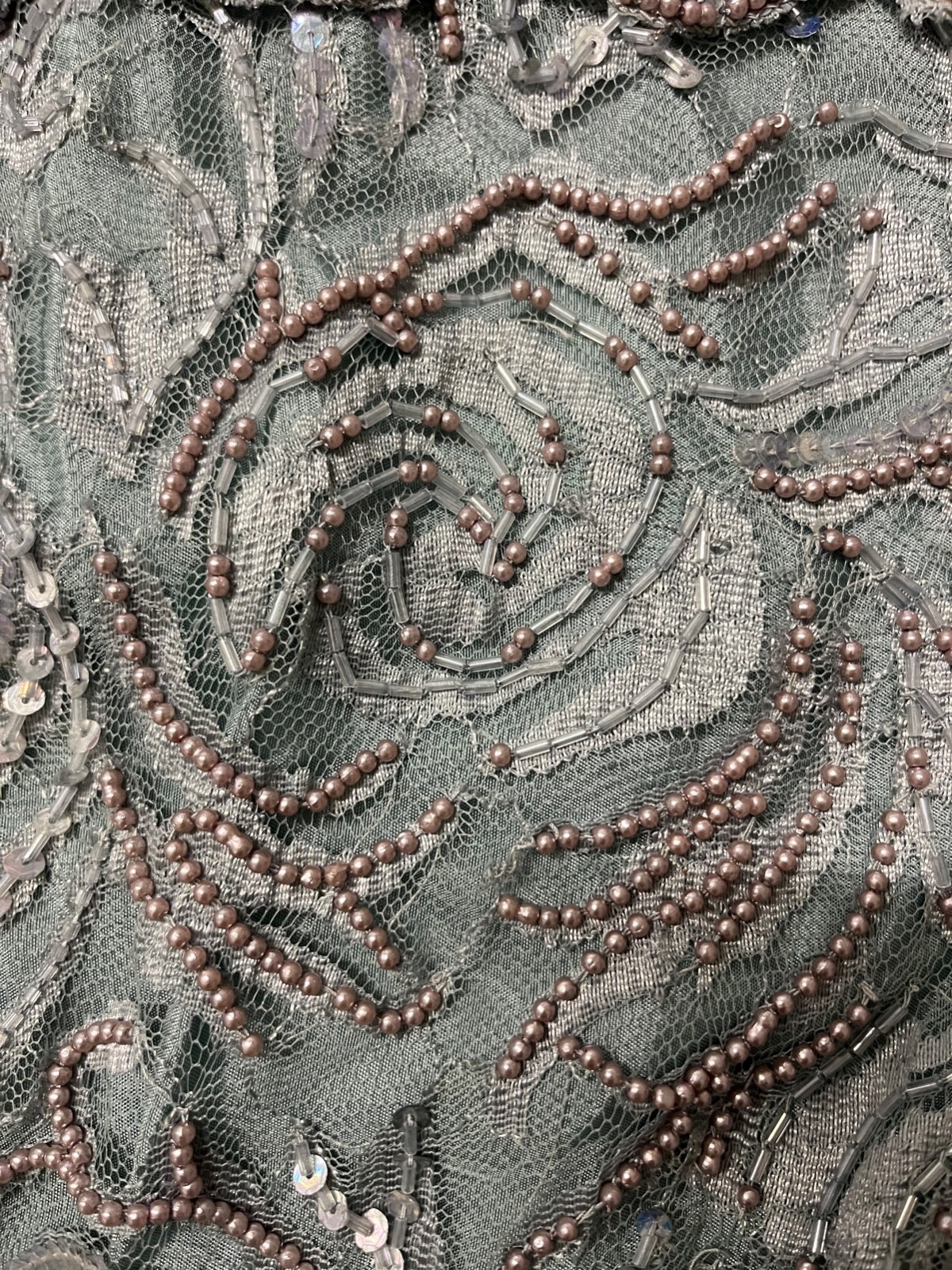 VTG Designer lace pearl beaded drop waist dress by Judith Ann Creations Size L