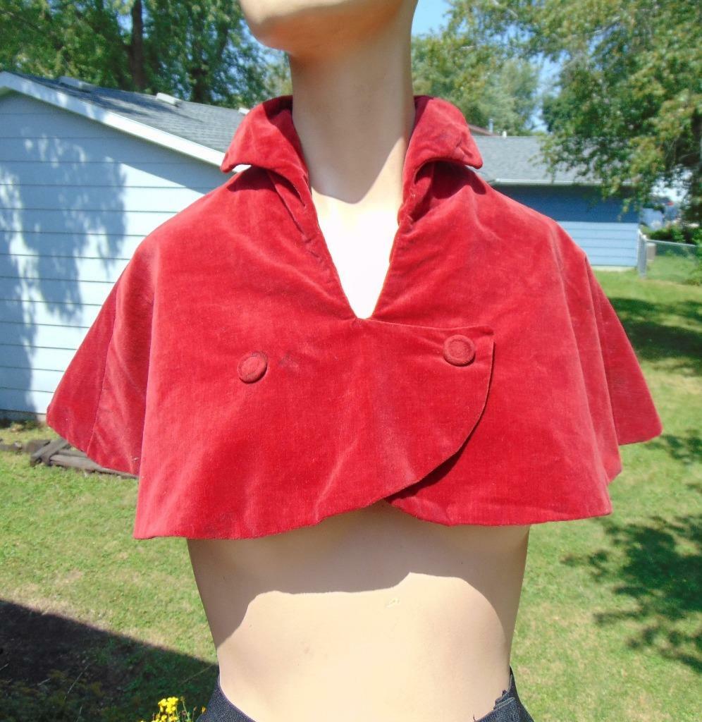VTG 30S RED VELOUR CAPLET SMALL SIZE
