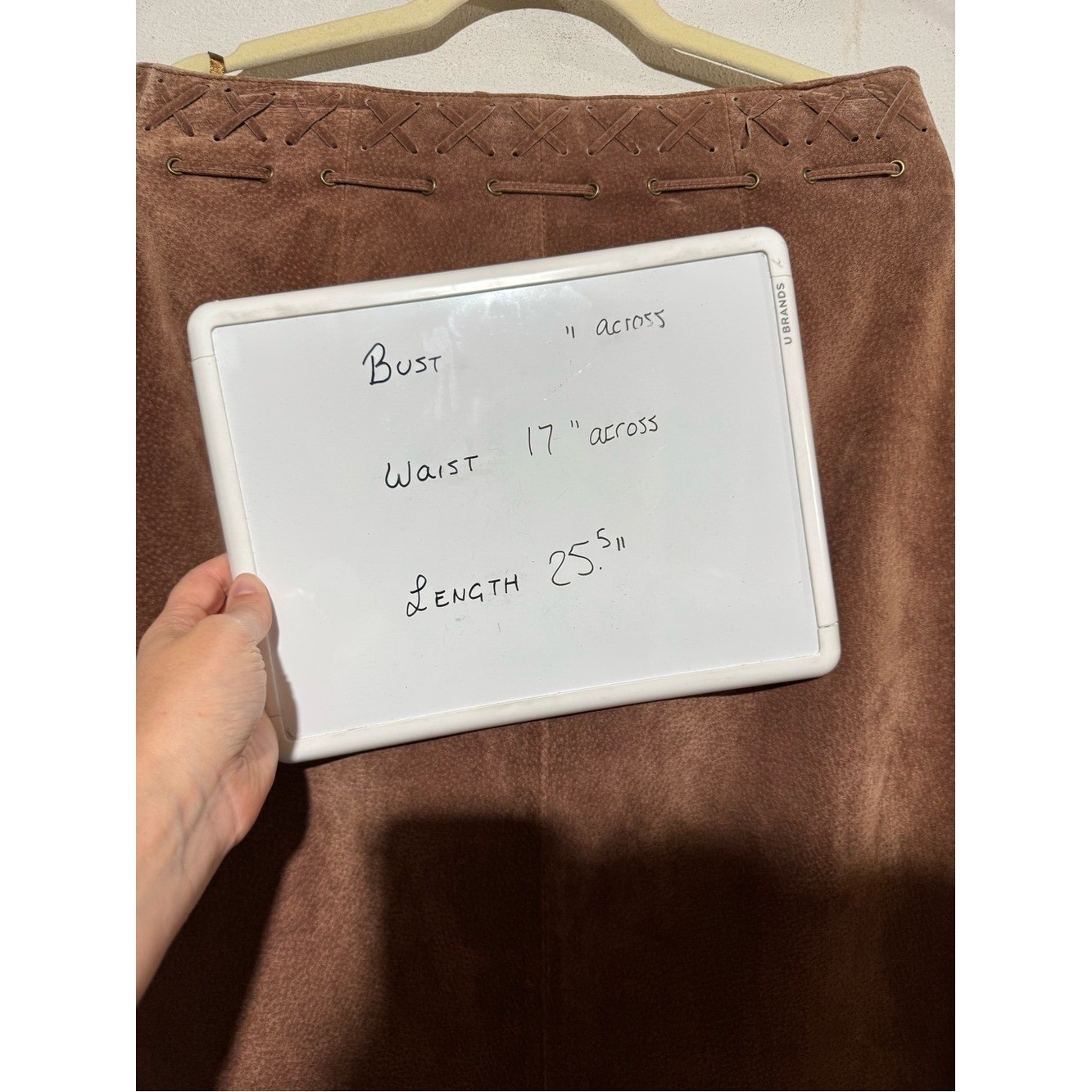 AMI NWT Vintage Leather Suede Skirt Size 10 Brown Western Coastal Cowgirl Fall