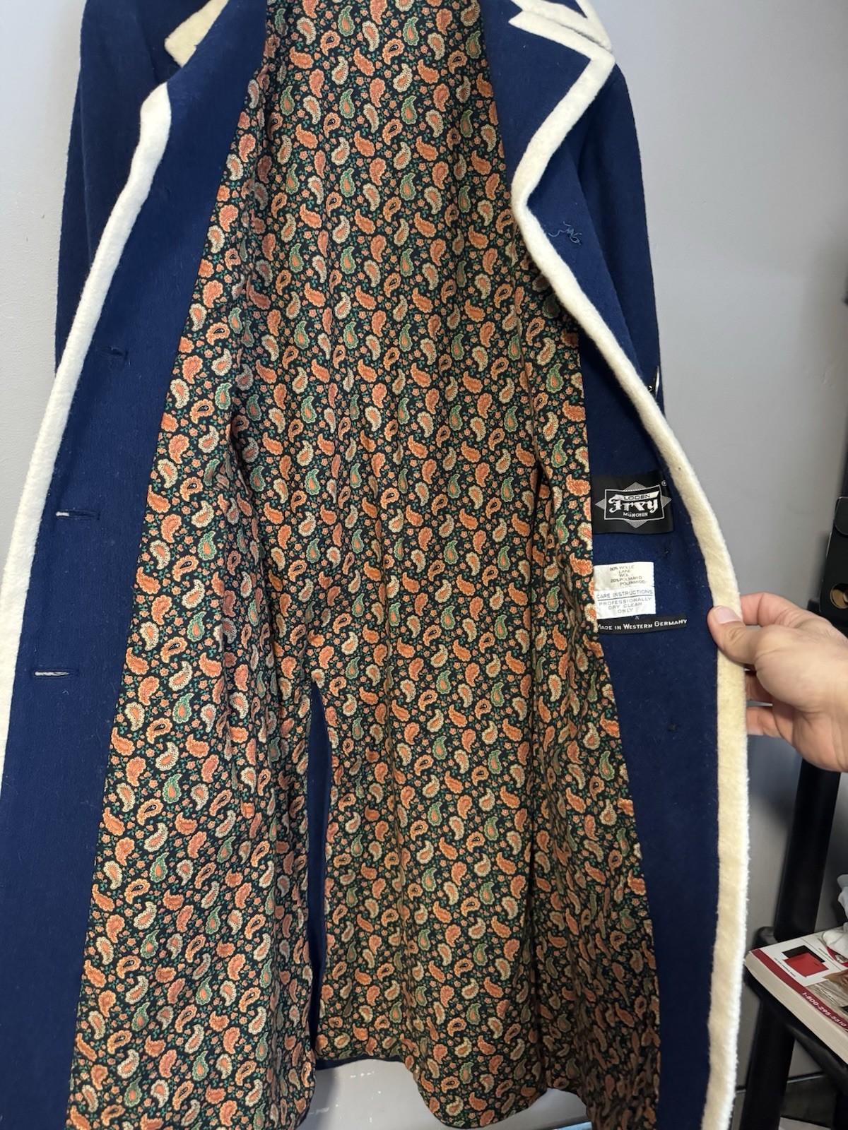 1970s West German Loden Wool Coat – Bavarian Coin Buttons Paisley Lined M/L