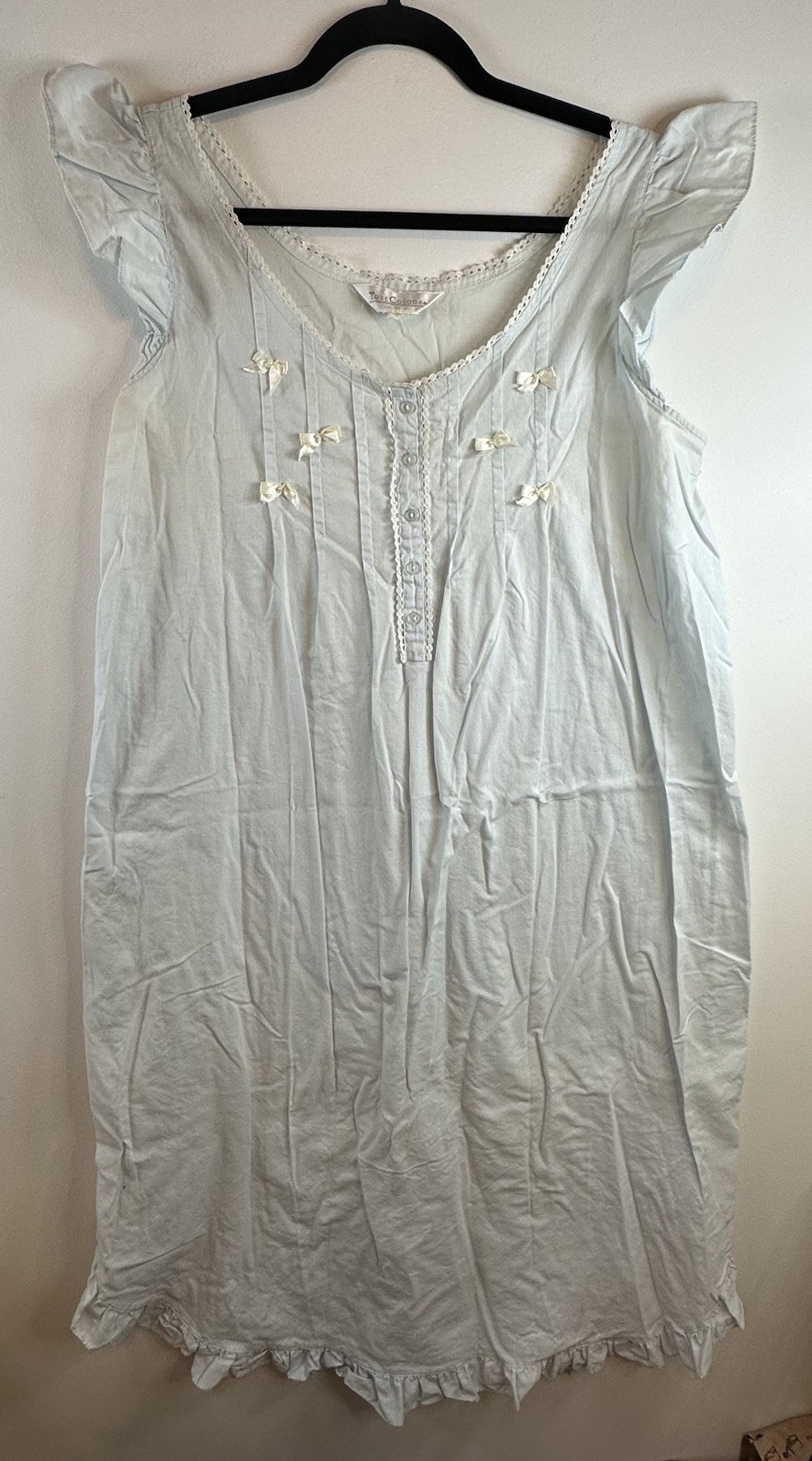 VTG True Colors Sleepwear Nightgown Womens 100% Cotton Blue Cottage Grandma Core