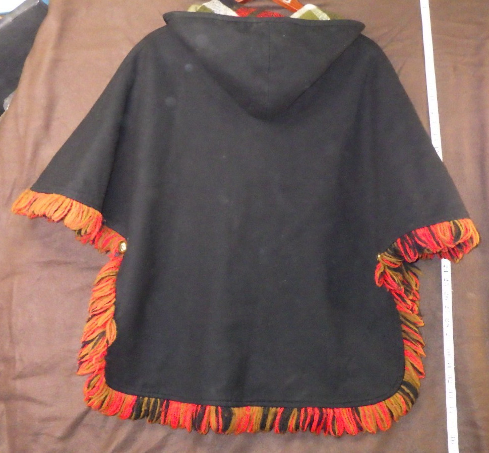 Vintage cape plaid tartan reversable red green black white worn 1 TIME hooded