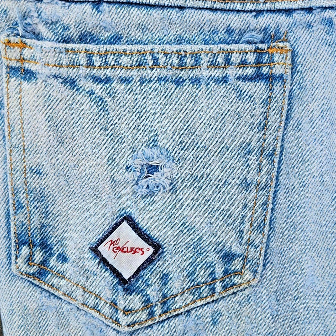 No Excuses Denim Bermuda Shorts Womens 28 Acid Wash Shredded Vintage 80s