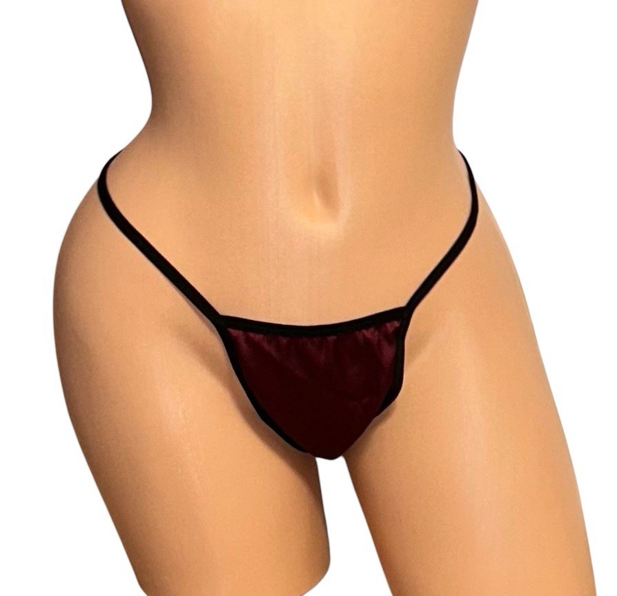 2PC Avidlove Maroon Shiny Satin Black Lace Trim Nightie & Panties NWT XL