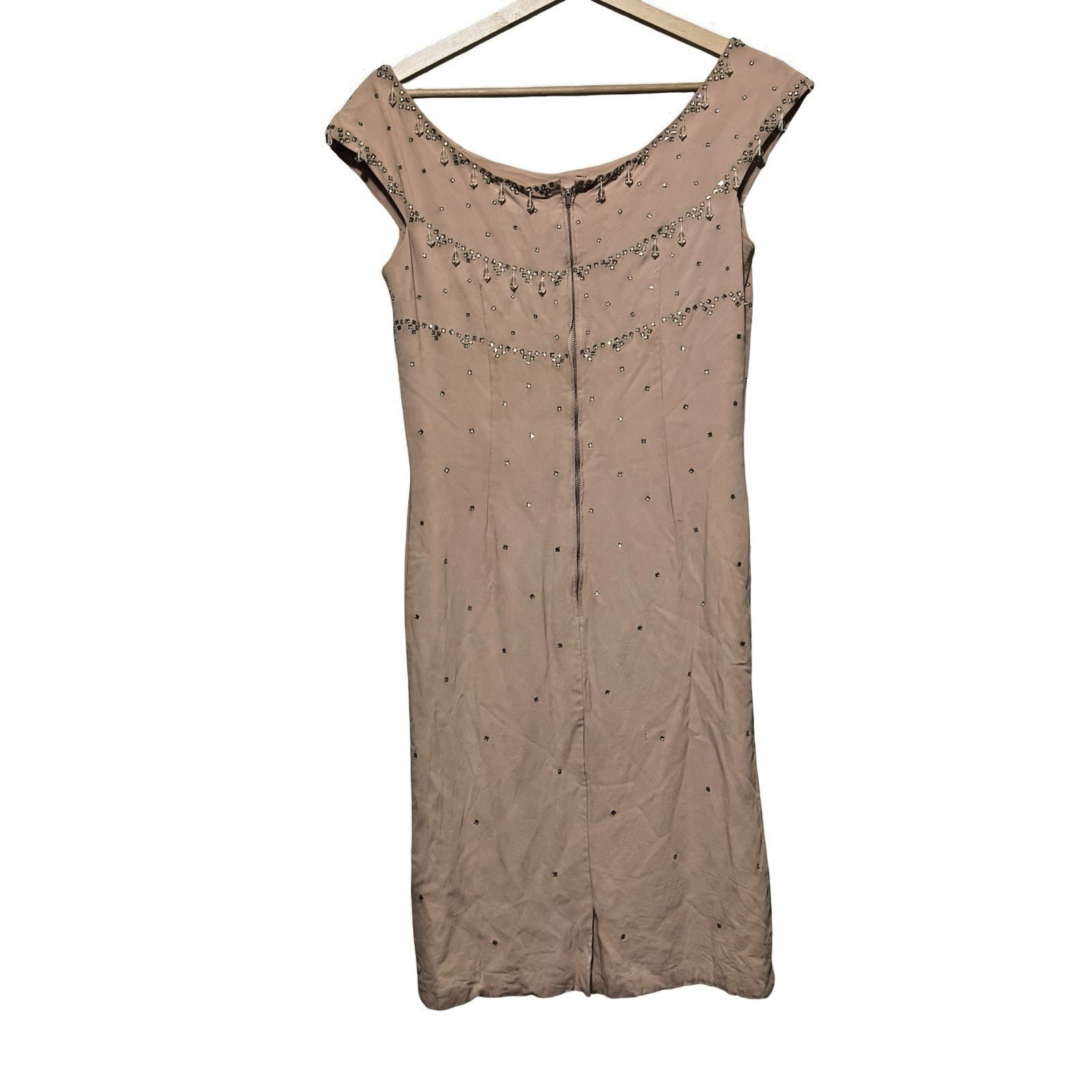 Vintage 50s 60s Beaded shift cocktail Dress pink size Small 5:30 Fashions XS