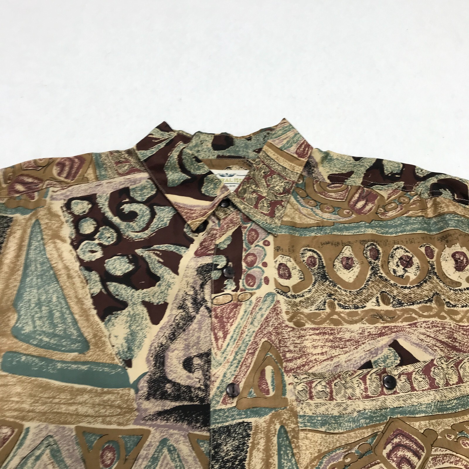 Vintage Top Womens Small Silk Blouse Abstract Preppy Grandma 80s 90s