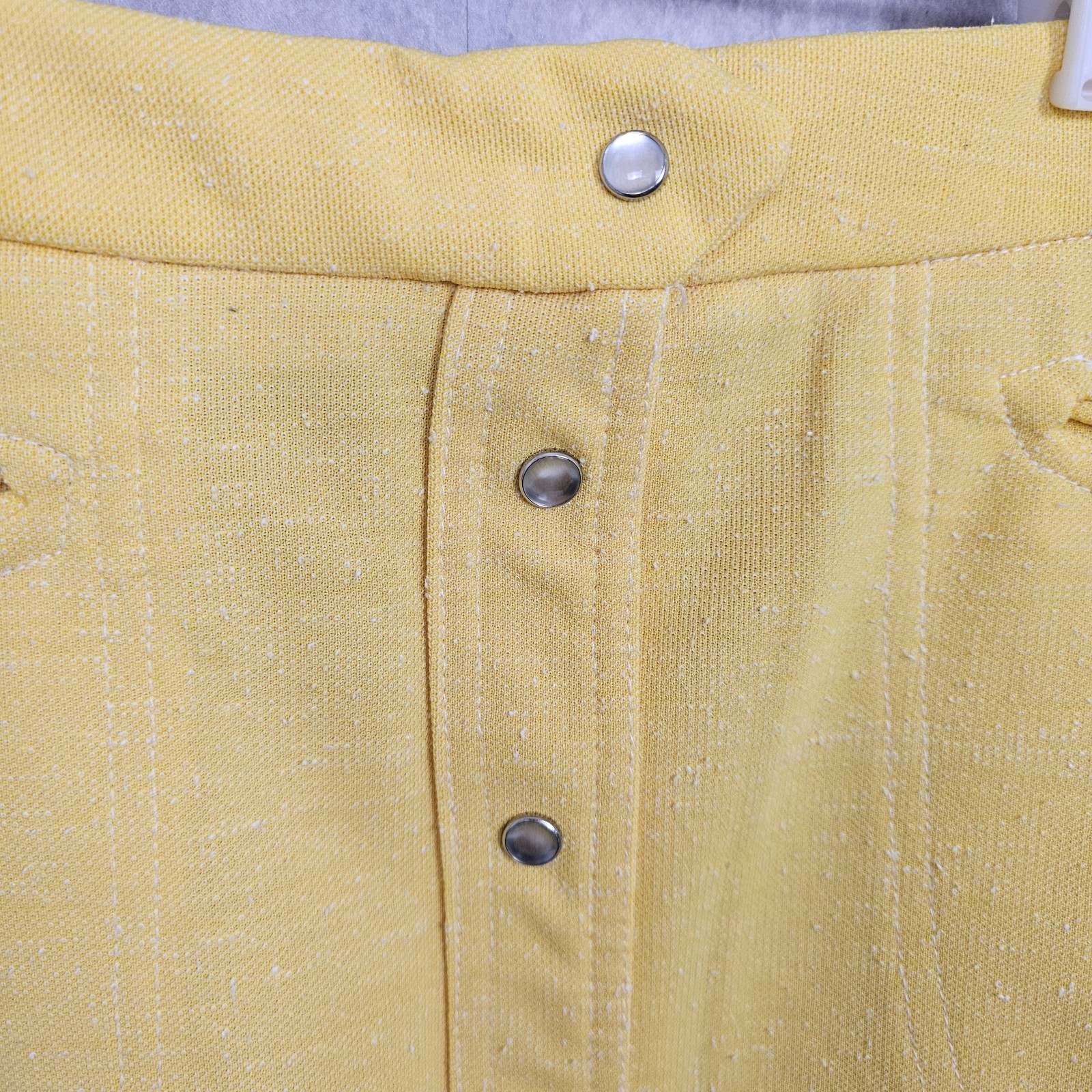 Vintage 60s McGregor Competitors Womens Yellow Dbl Knit Poly Aline Mini Skirt