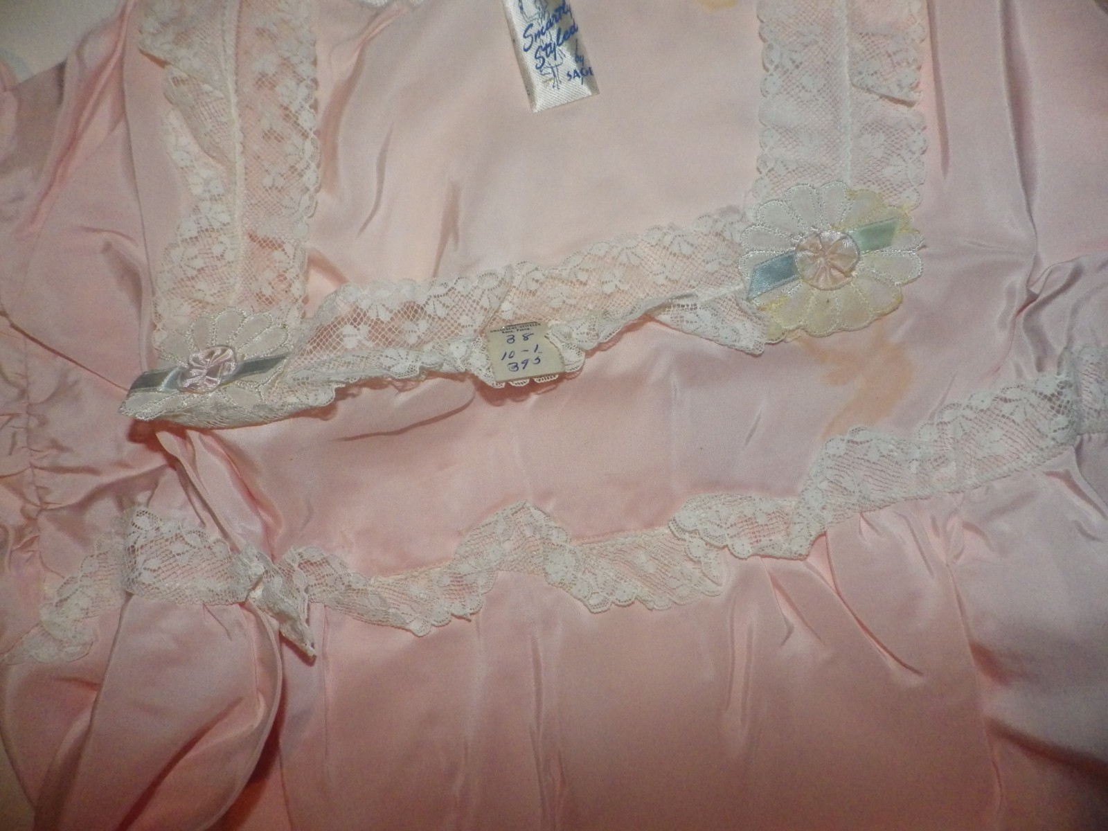 VTG LADIES DRESS SILK DRESS PINK SMARTY STYLED SIZE 38 BY SAGE SMALL STAIN