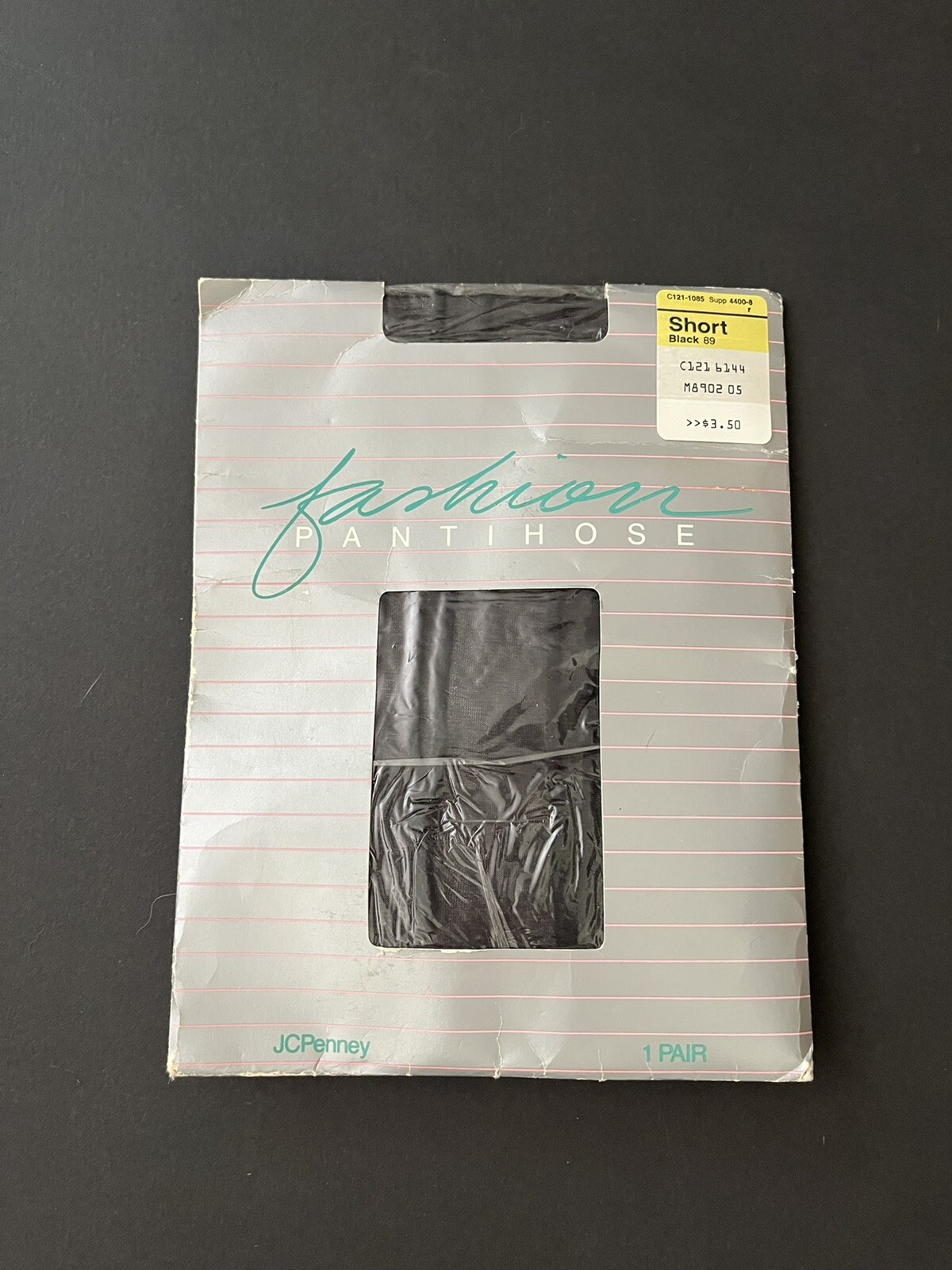 Vintage JC Penney Back Seam Seamed Pantyhose Size Short in Sheer Black NOS
