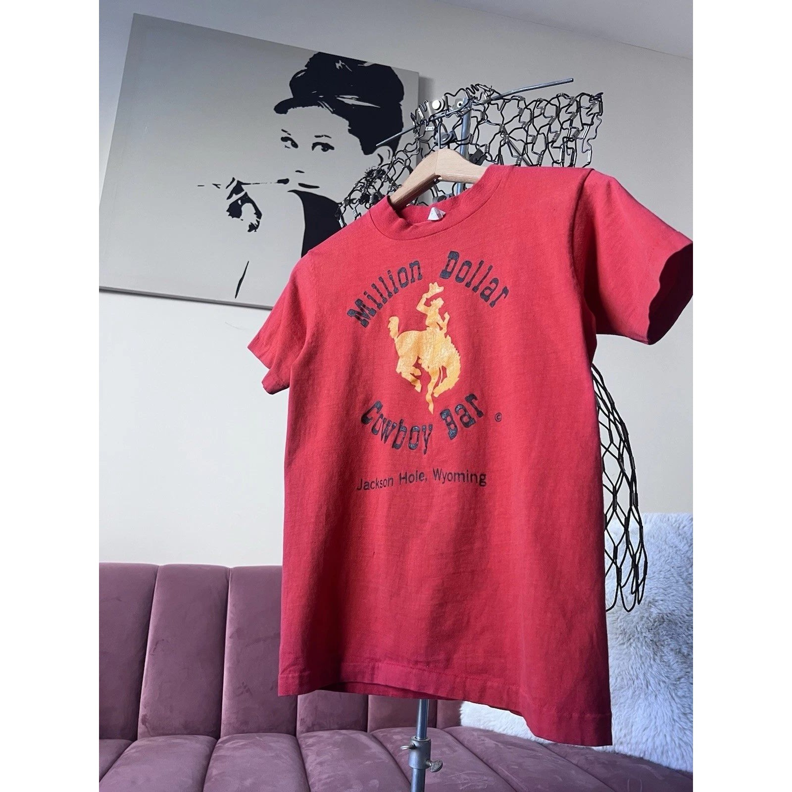 Vintage 80s Million Dollar Cowboy Bar T-Shirt Jackson Hole Wyoming Red Small