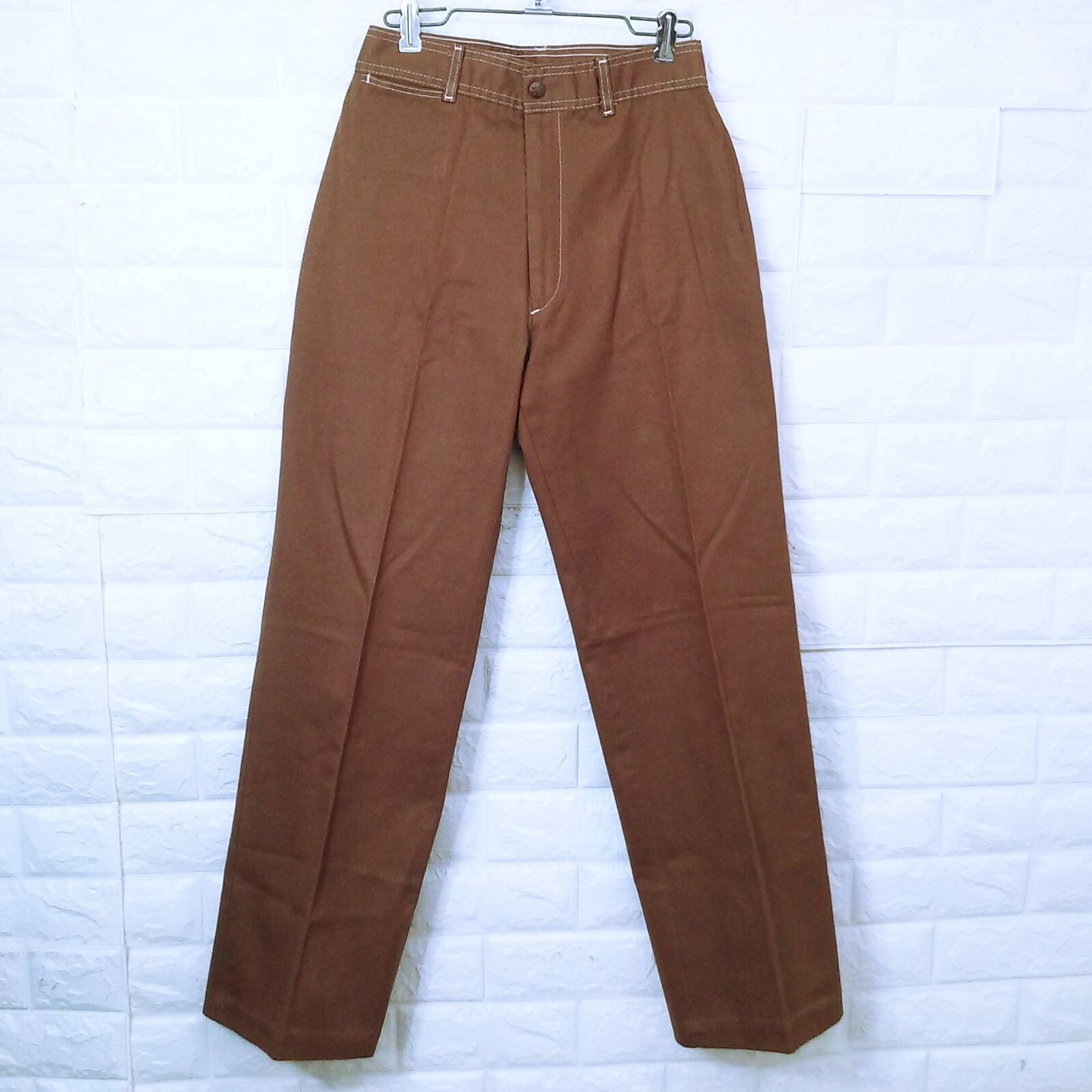 NWOT Vintage 70s Pizzazz Mod Retro Disco Pant Jeans -10 Pockets Wide-Leg Brown