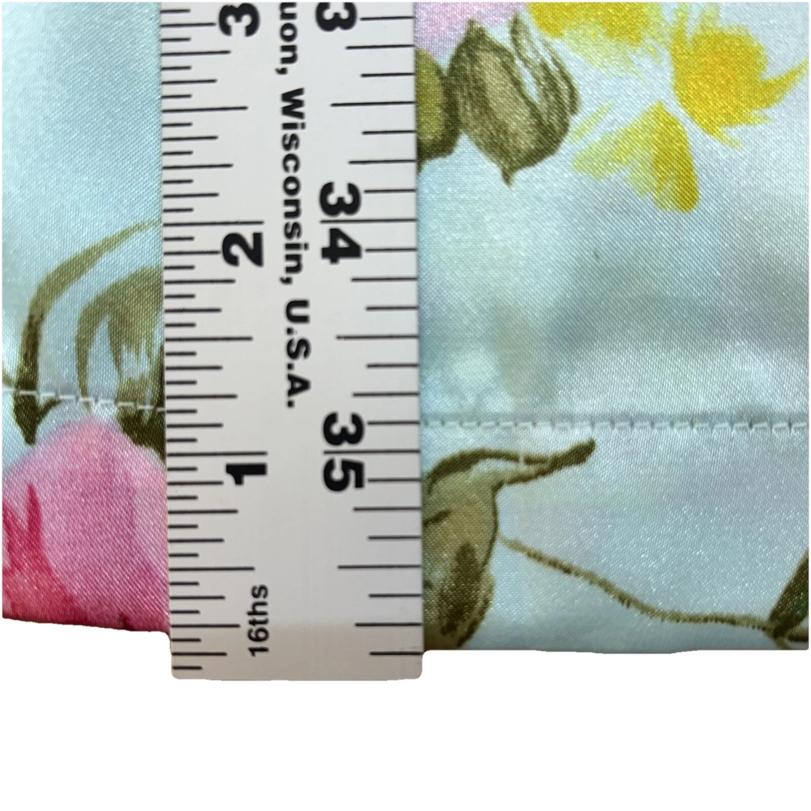 VTG LA Intimates Sz L Robe SS Kimono Wrap Blue Floral Romantic Garden Flowers