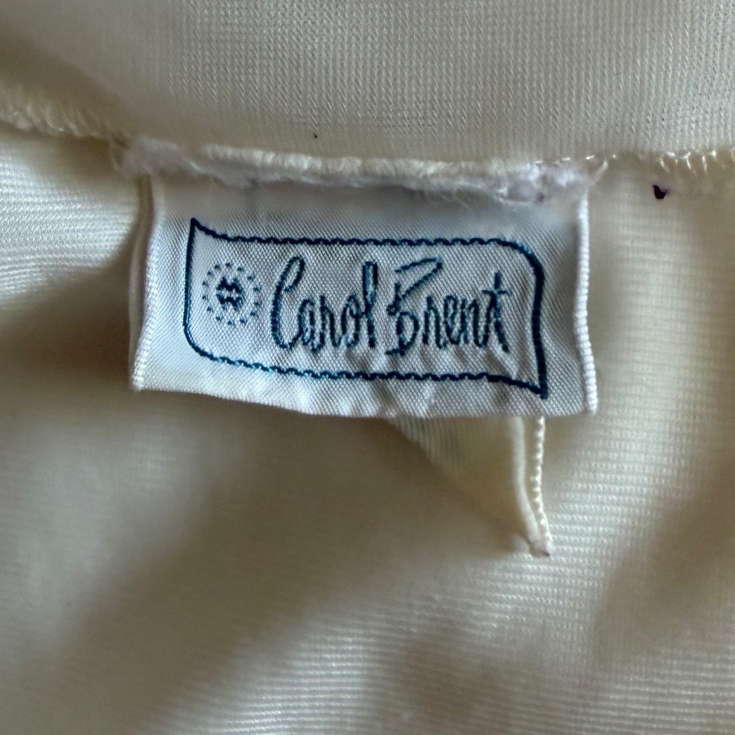 Vintage Carol Brent White Nylon Full Slip Lace Trim Adjustable Straps Size 36/34