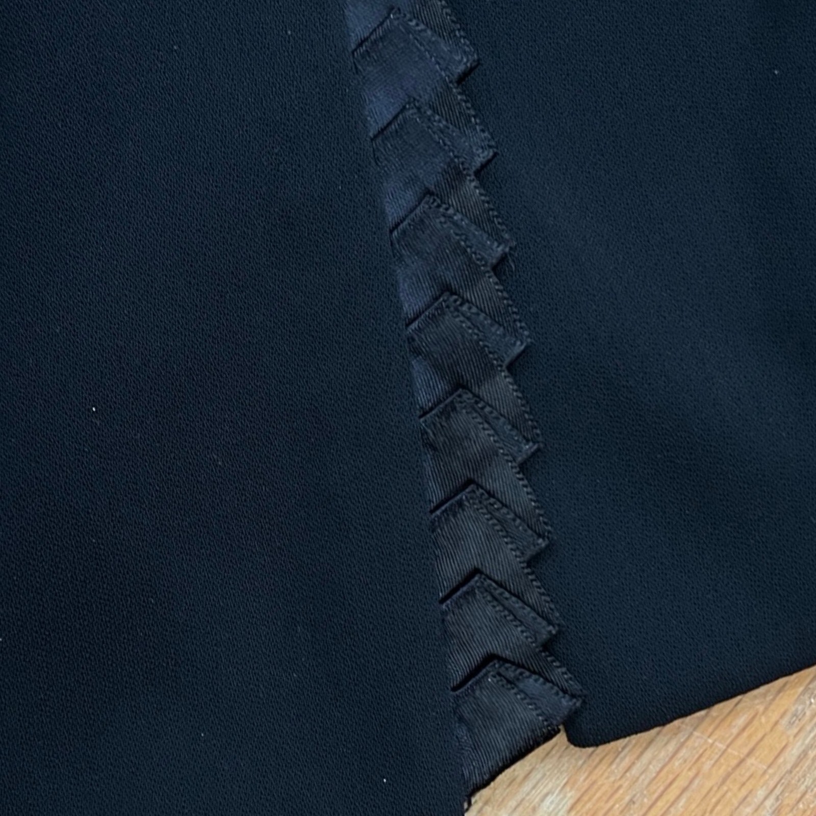Vintage Black Satin Ribbon Blazer Size Large 90s Crepe Sport Coat Jacket