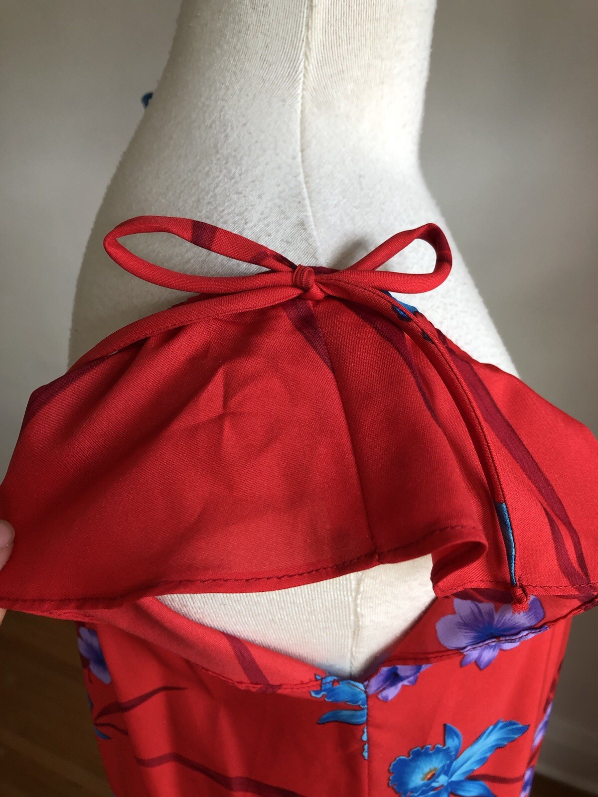 ADORABLE VTG ROYAL HAWAIIAN Made In Hawaii Red Floral Tropical Aloha Sundress 6