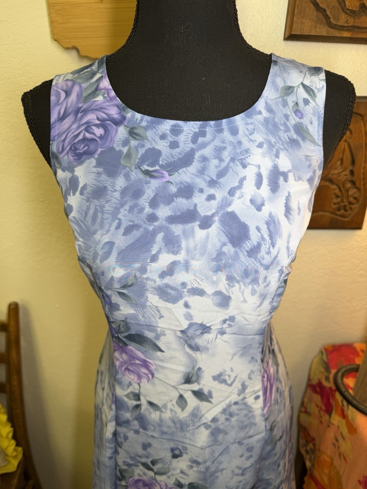 Vintage DBY Floral 90s Y2K Slip Dress 9/10 Blue Tie Back Whimsigoth Fairy Grunge