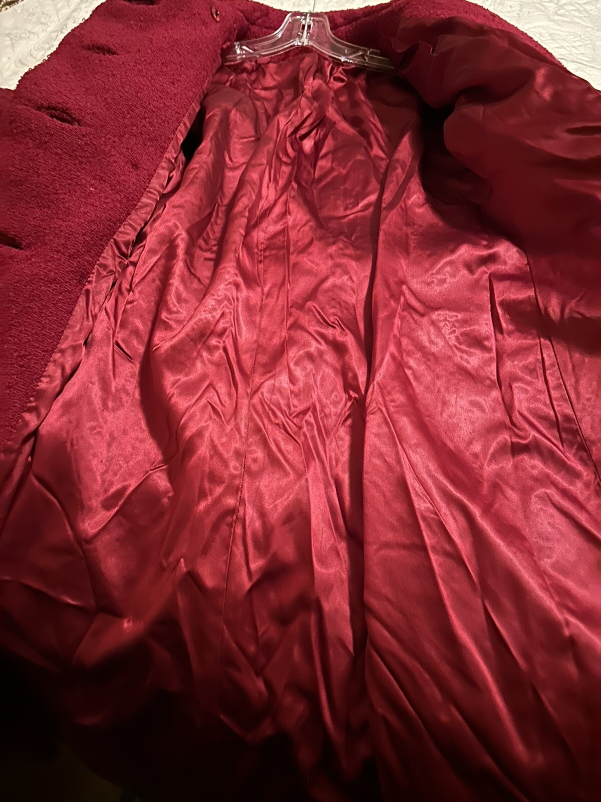 Vintage 1960’s Red Boucle Coat Long Med/Lg Valentine’s ILGWU label Made in USA