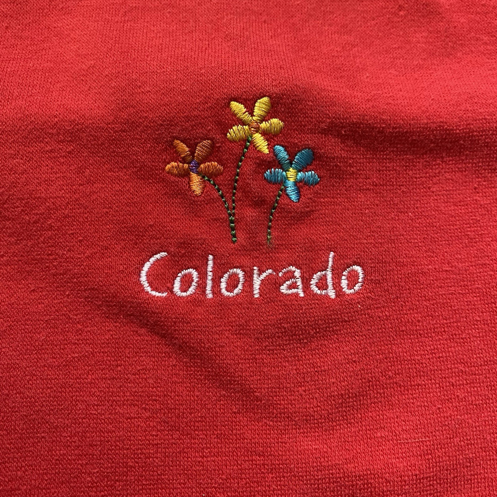 Vtg 90s Expressions Originals Colorado Flower Red Shirt M Embroidered Made inUSA