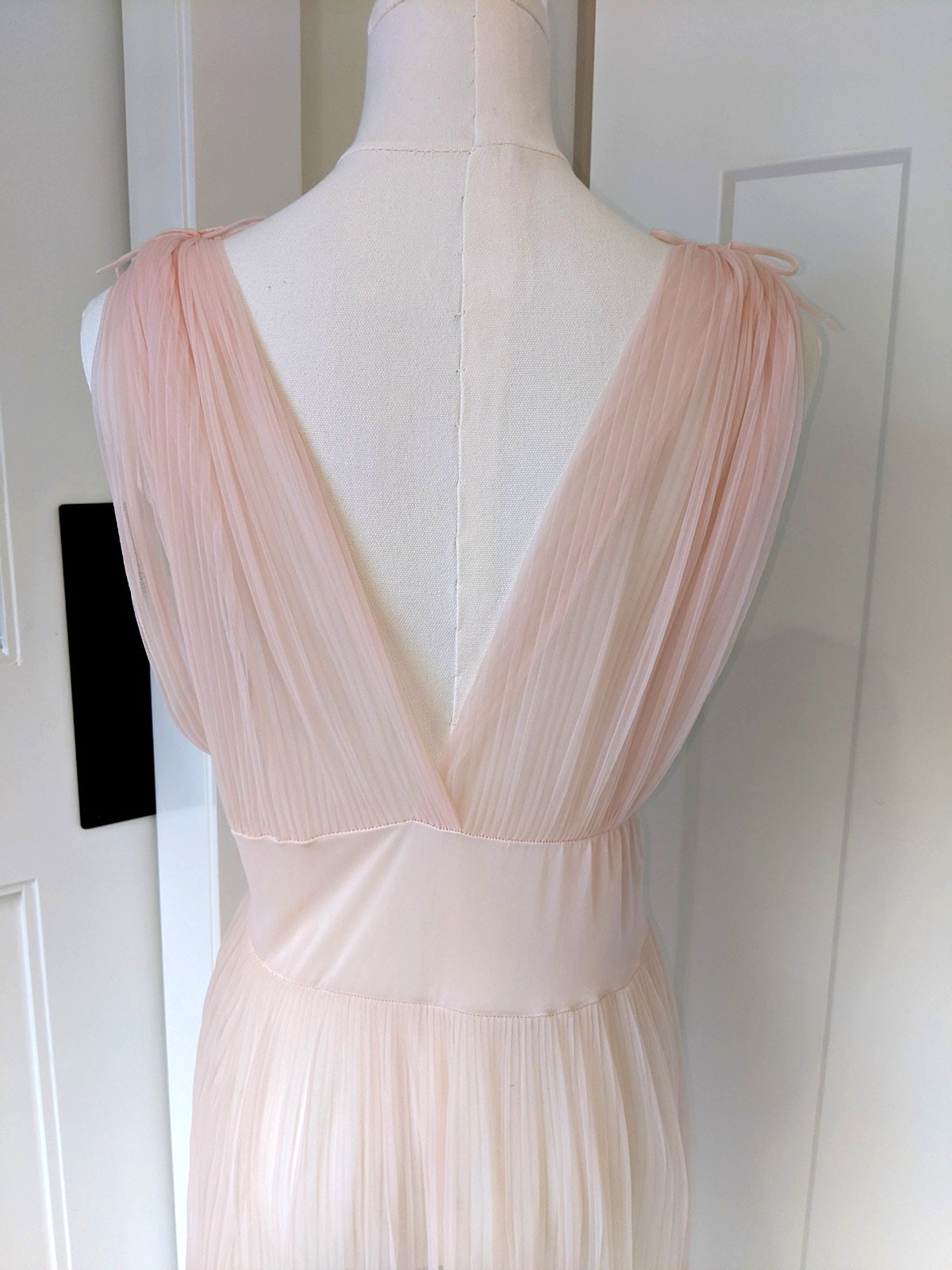 Vintage Nylon Tricot & Lace Pale Pink Very Sheer Peignoir Set Size M Gorgeous!!