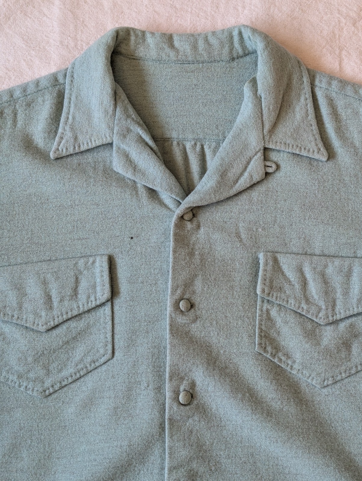 Vintage 50s 60s Handmade Wool Knit Seafoam Green Loop Collar Women’s MD
