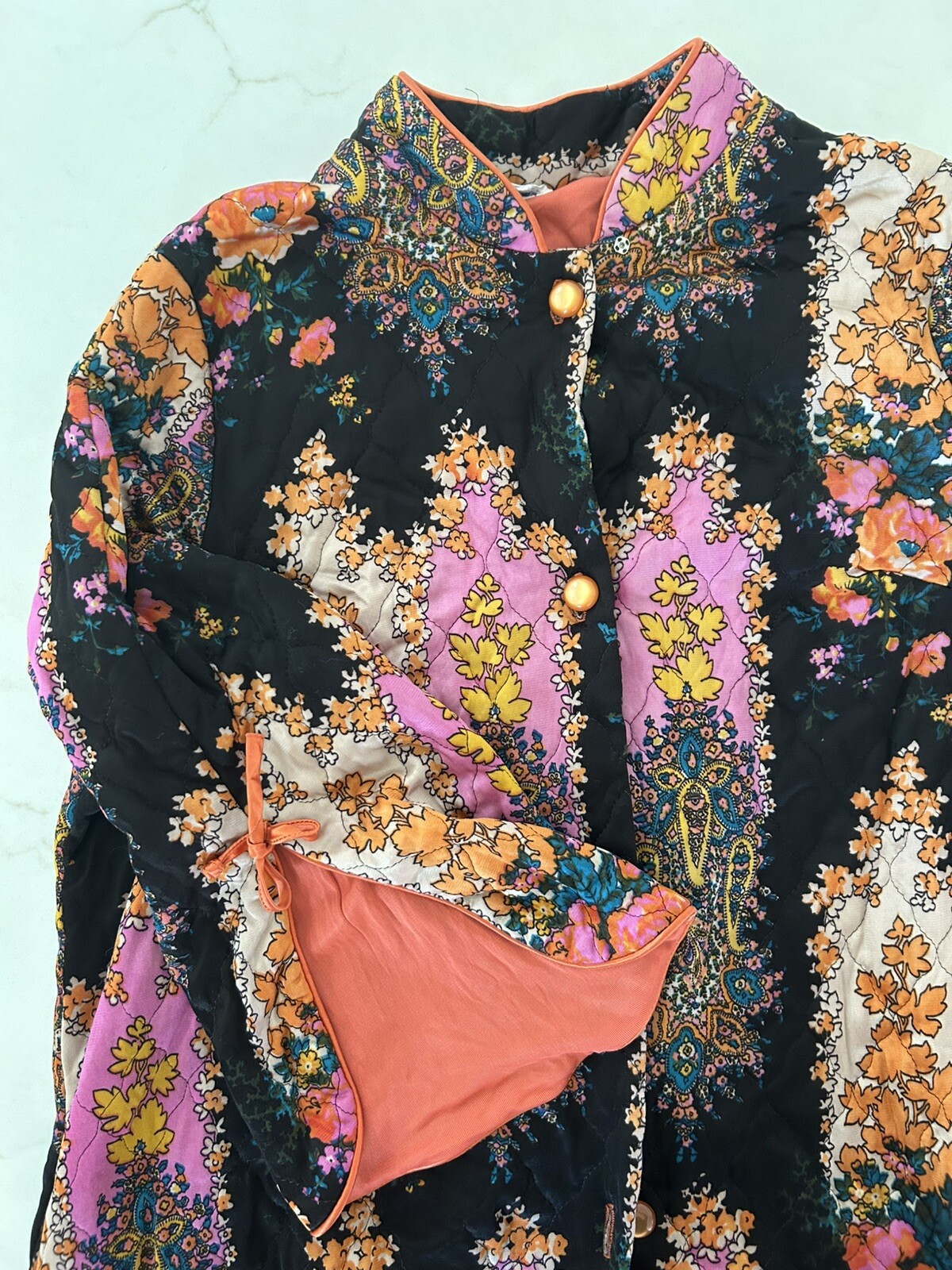 Vintage Cozy Creation Housedress Med Tall Crepe Long Sleeve Paisley 60s