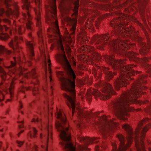 Rare Vintage 1950s XS Small Hungarian Floral Motif Velvet Ethnic Folk Blouse Red