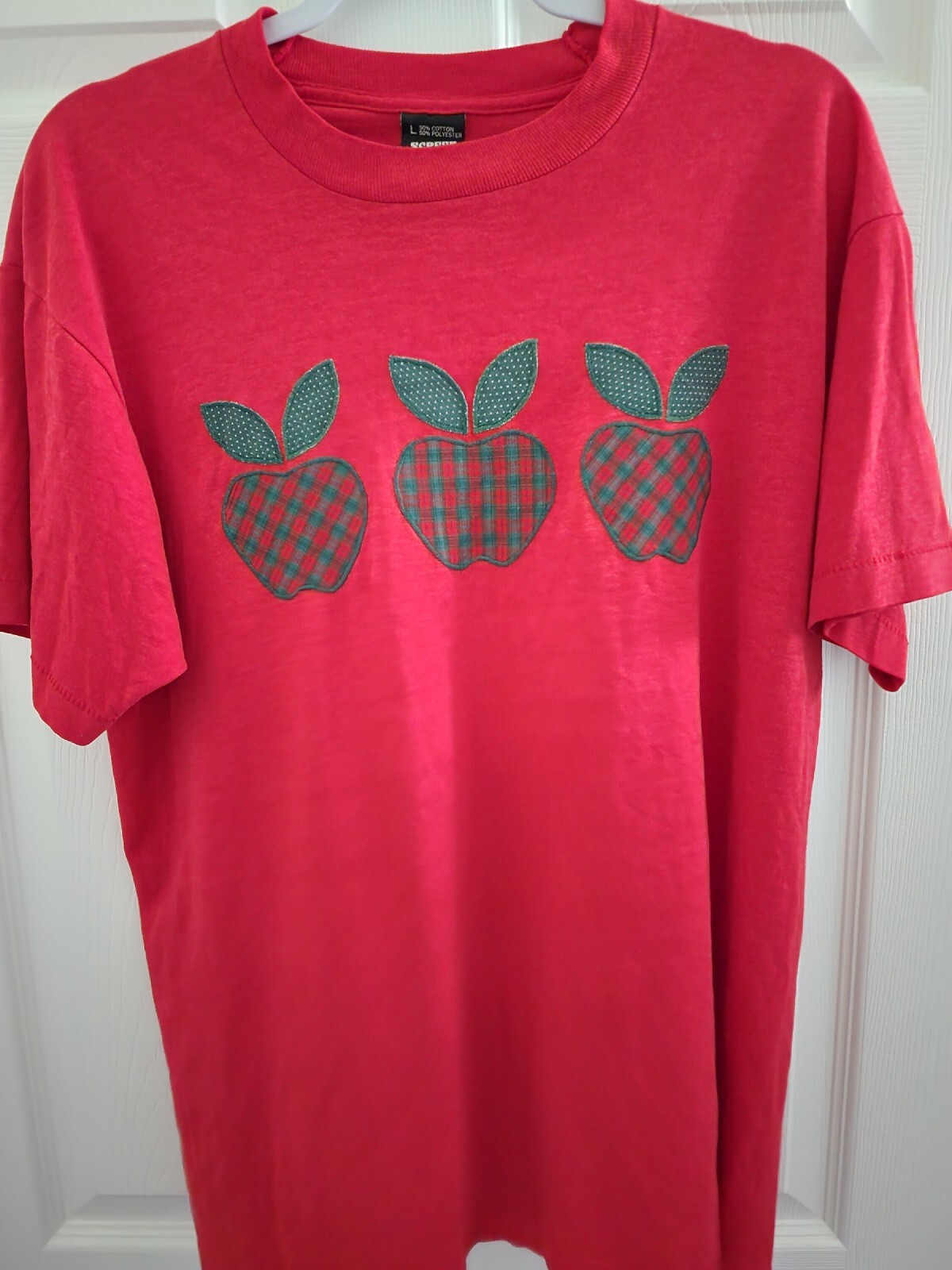 Vtg Apple Embroidered Front Screen Stars Best Grandma Style Large