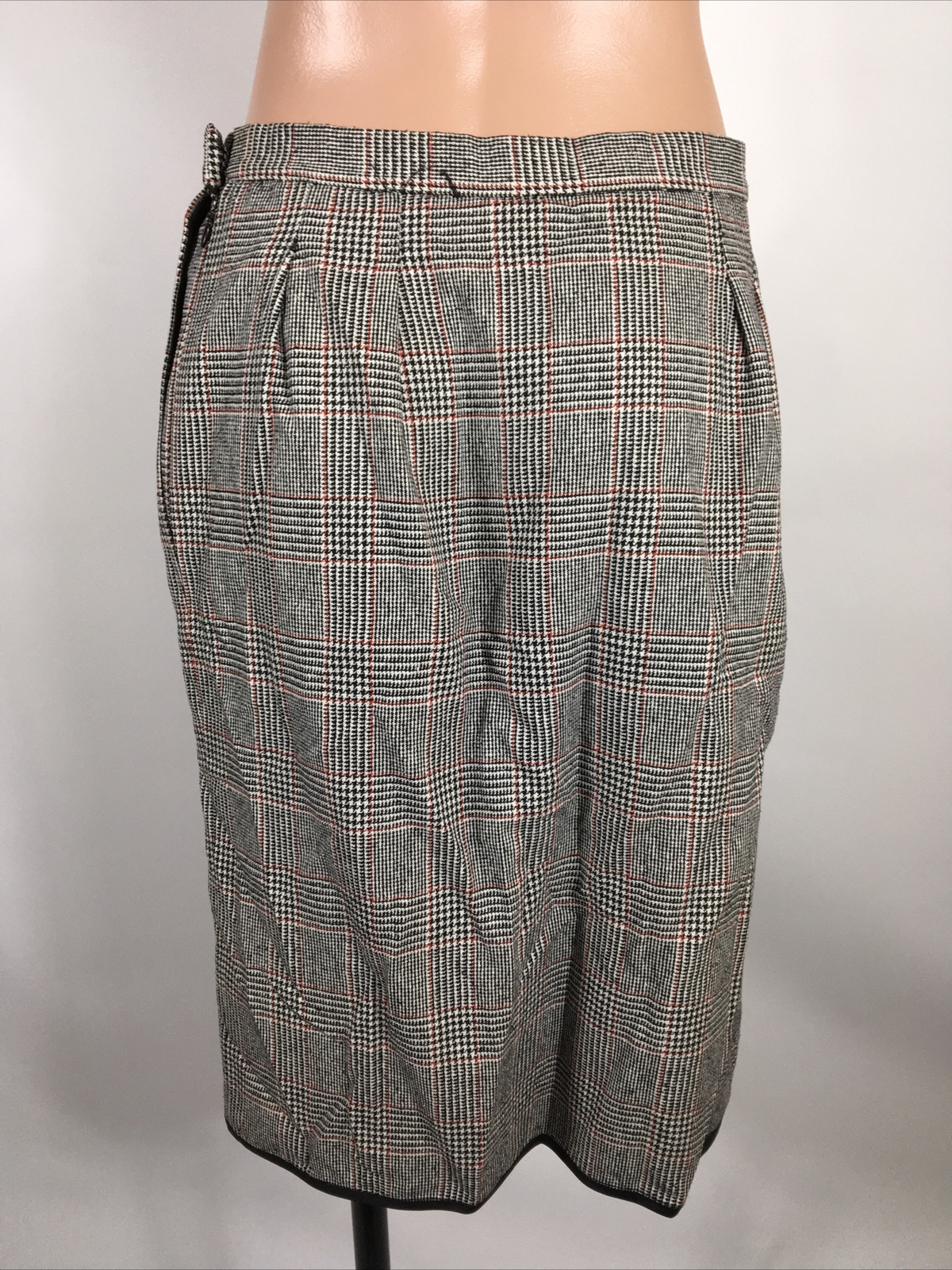 Vintage 80s Stanley Platos Martin Ross Sz 10 Plaid Black Skirt Suit MOD Retro