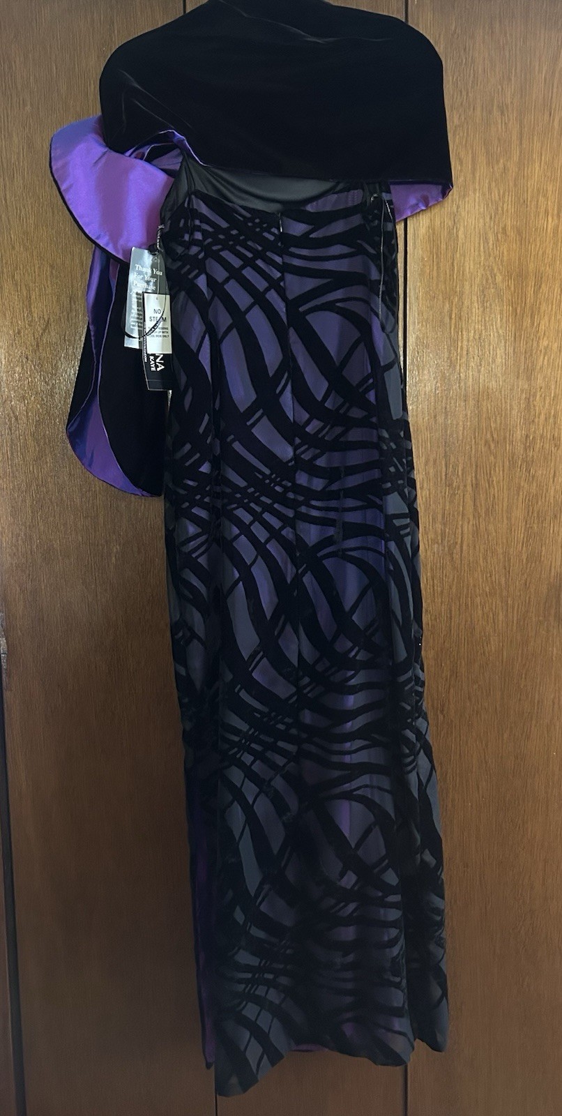 Vintage Arianna by Rachel Kaye Black Purple Velvet Claudie Dress w/Shawl•4•NWT