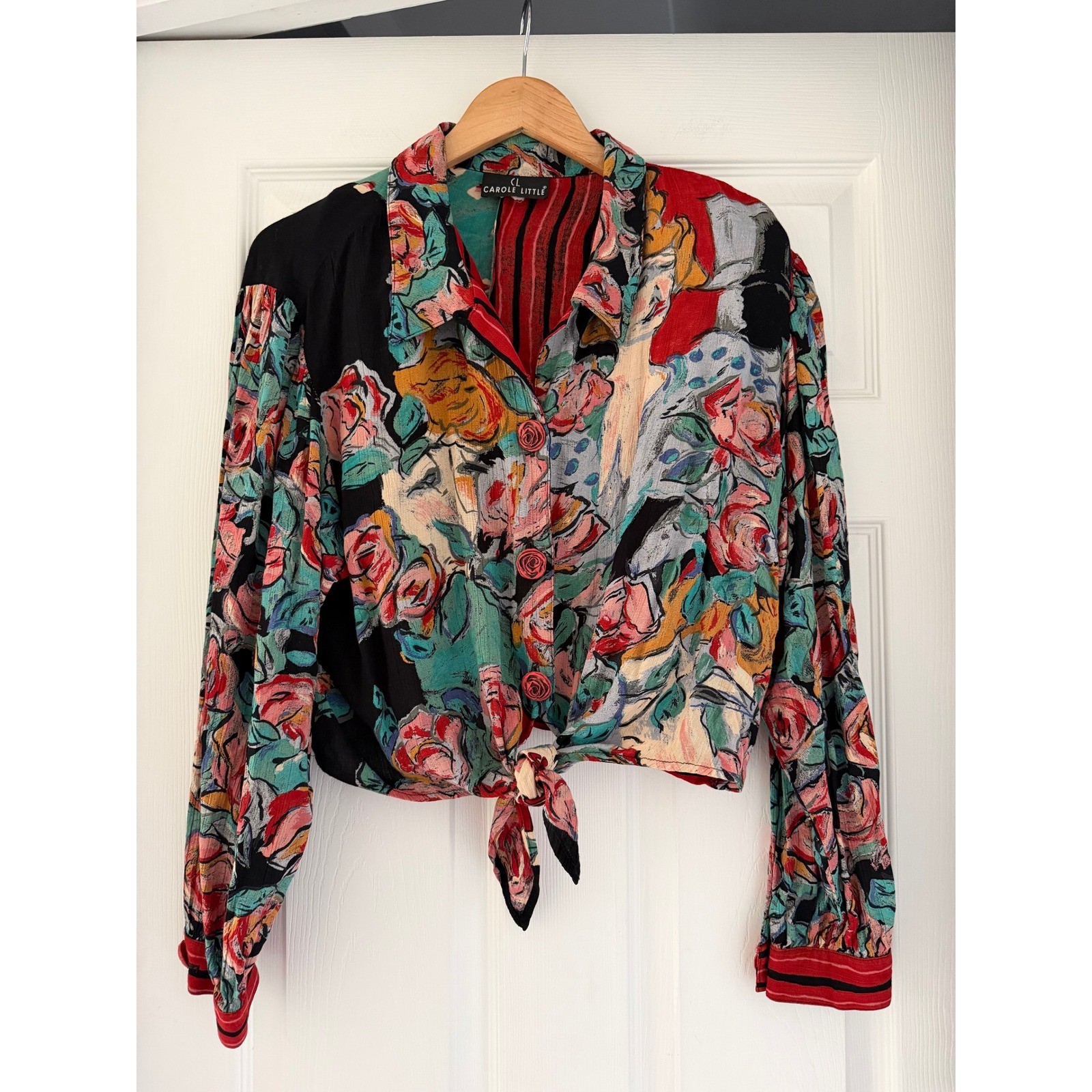 Vintage Carole Little Moulin Rouge Top Tie Detail Retro Funky