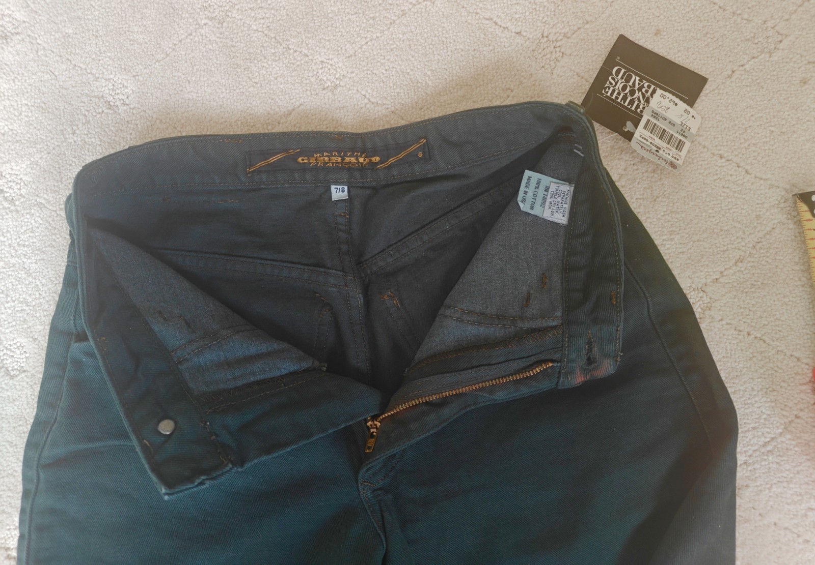 NEW TAGS MARITHE FRANCOIS GIRBAUD PINE GREEN VTG 1990s 7/8 Skinny Cowboy Jeans