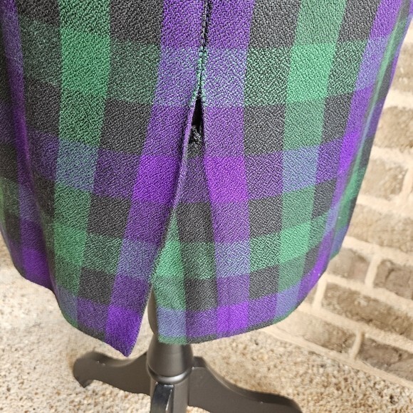 Vintage Bichon Green And Purple Plaid Dress Size 6