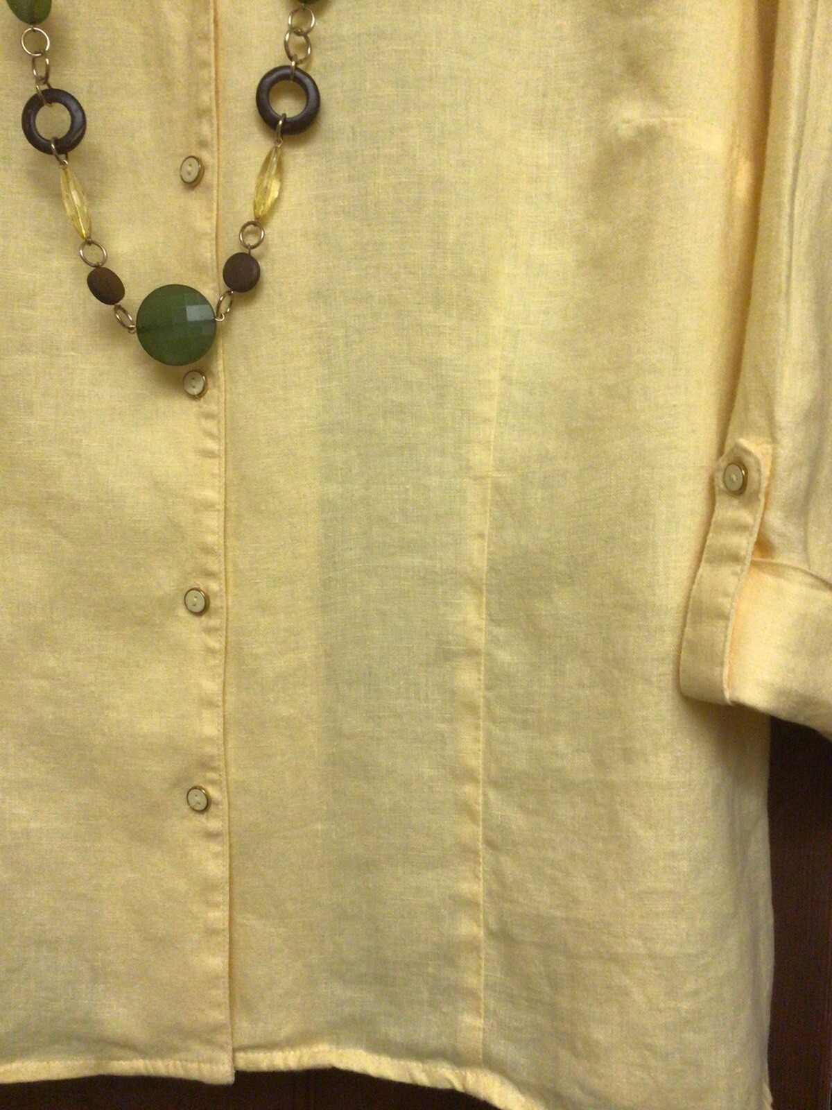 JM Collection Womans Plus 18W Blouse Yellow 3/4 Sleeve Detach Necklace Vintage