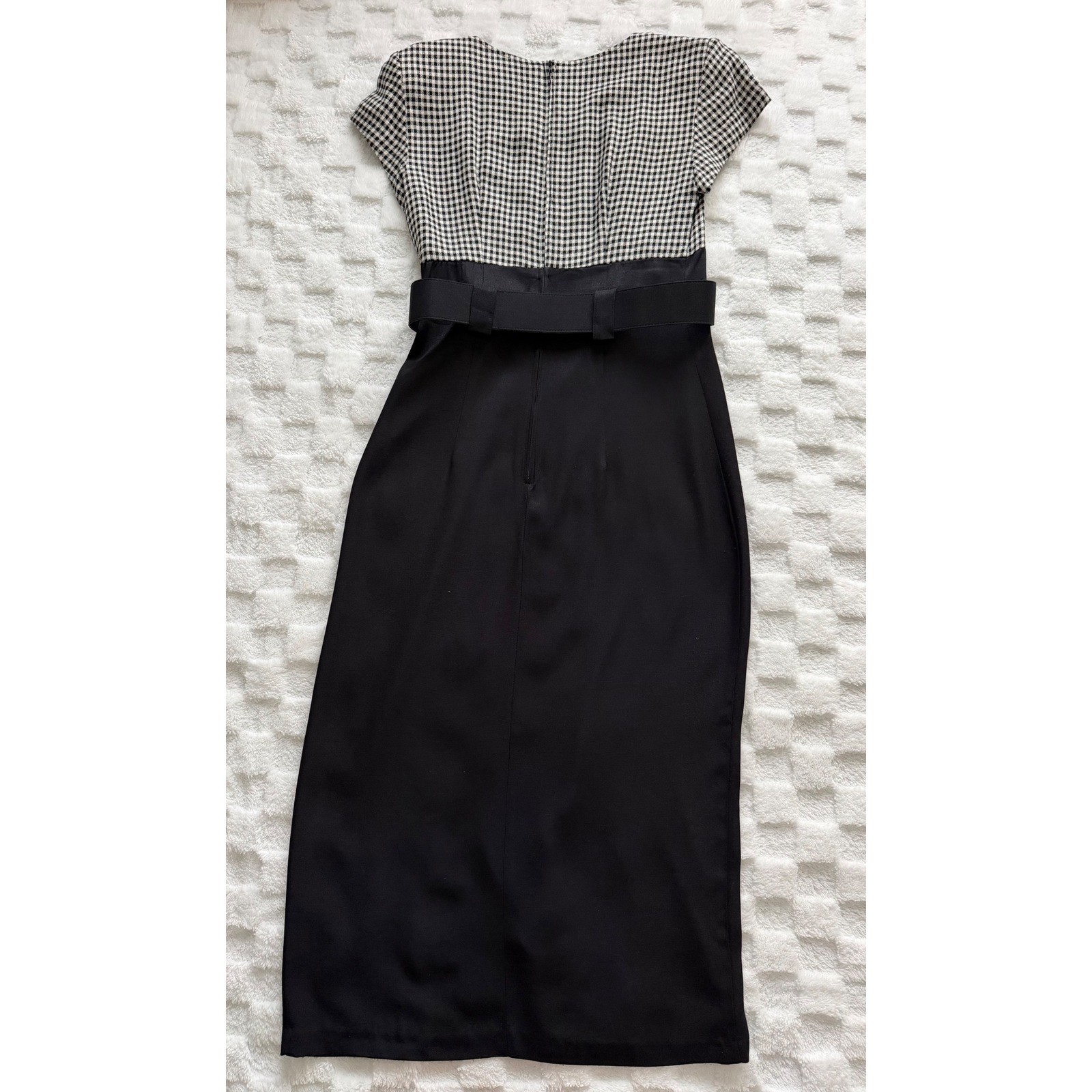 All That Jazz VTG 90s Gingham Belted Maxi Dress Black White Checkered Sz 9/10