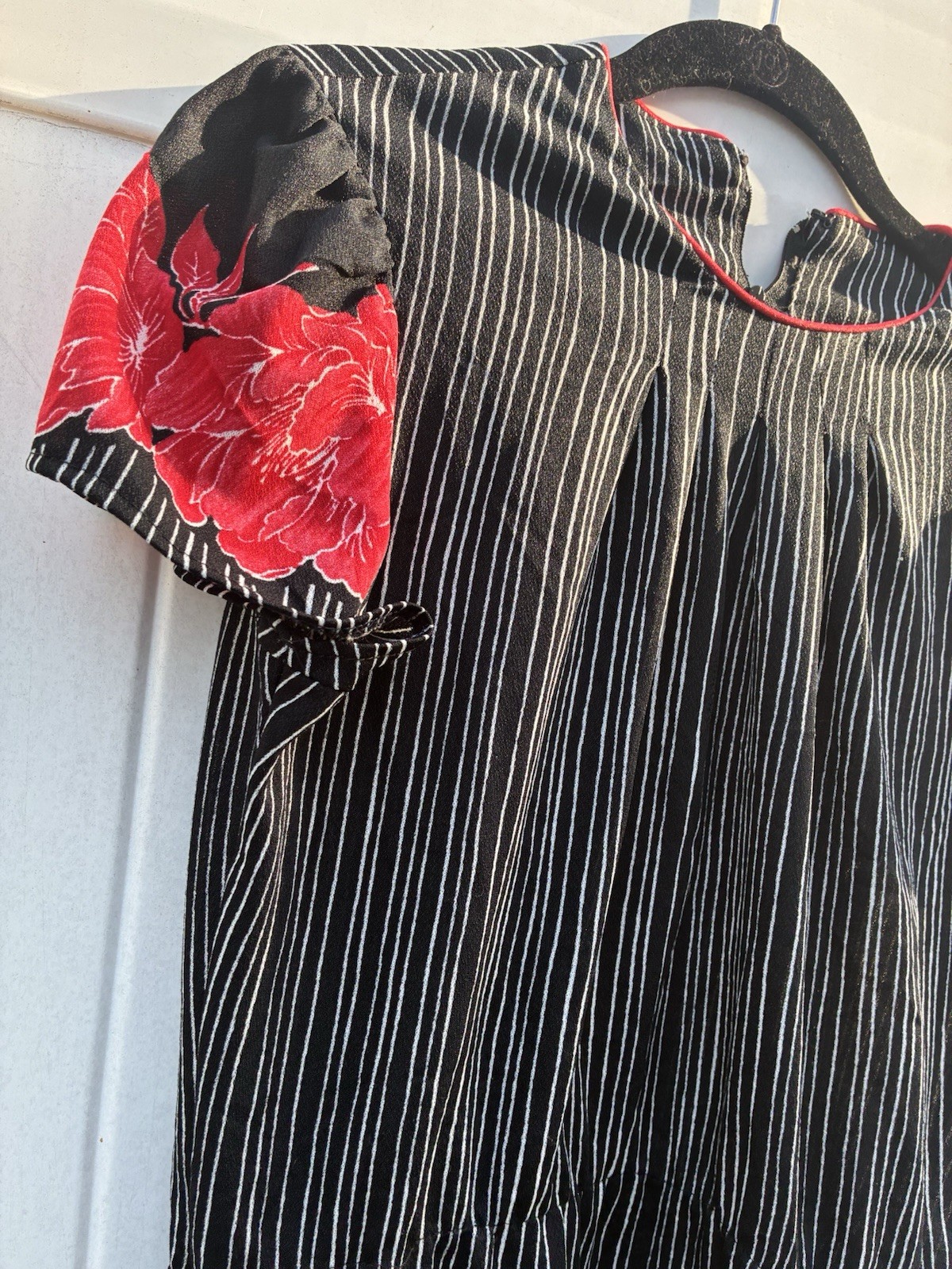 Nancy Stevens Vintage Women’s Dress Red Black Floral 80s Retro Casual Sz S