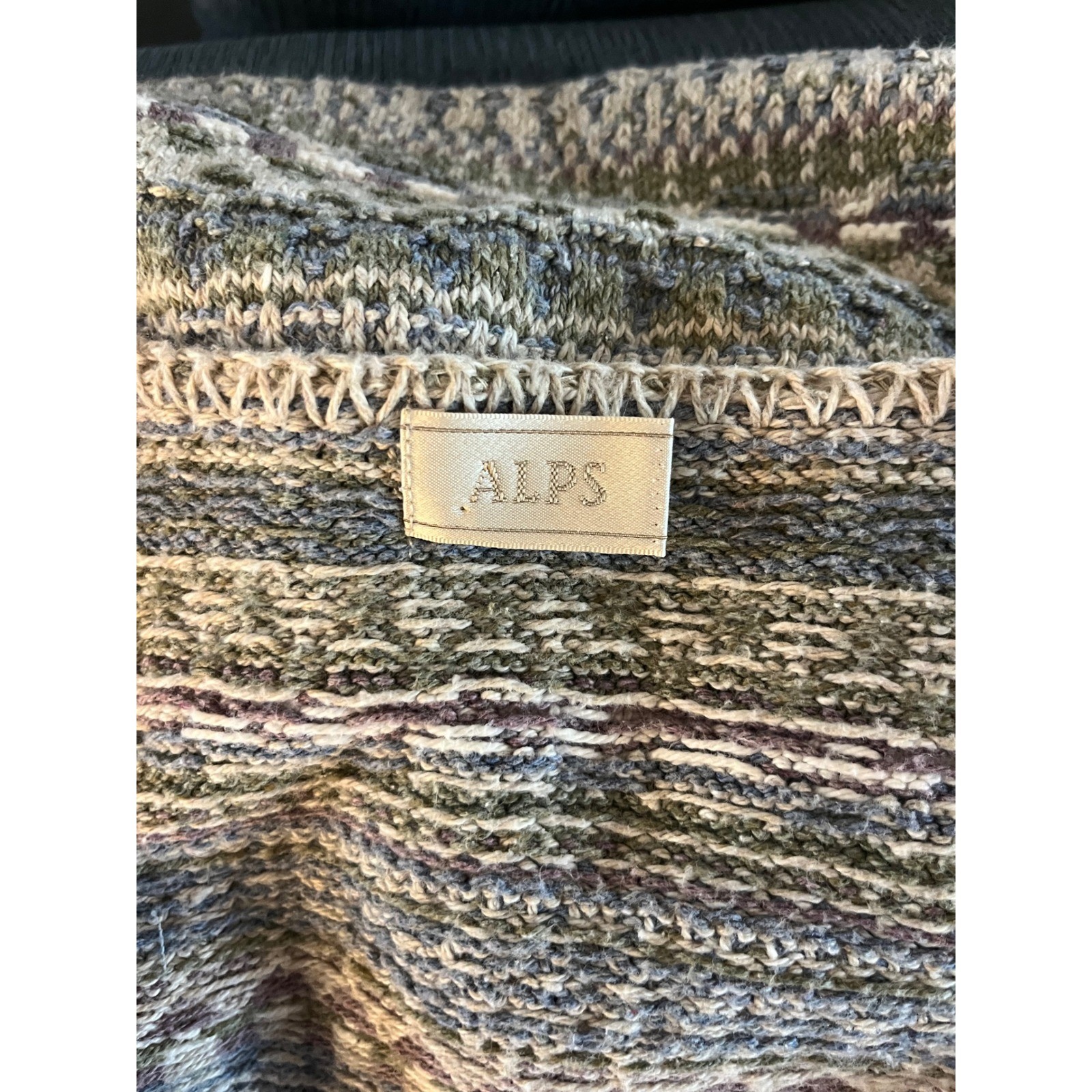 Vintage Alps Womens Fair Isle Knit Sweater Vest Earth Tone Cotton Blend USA Made