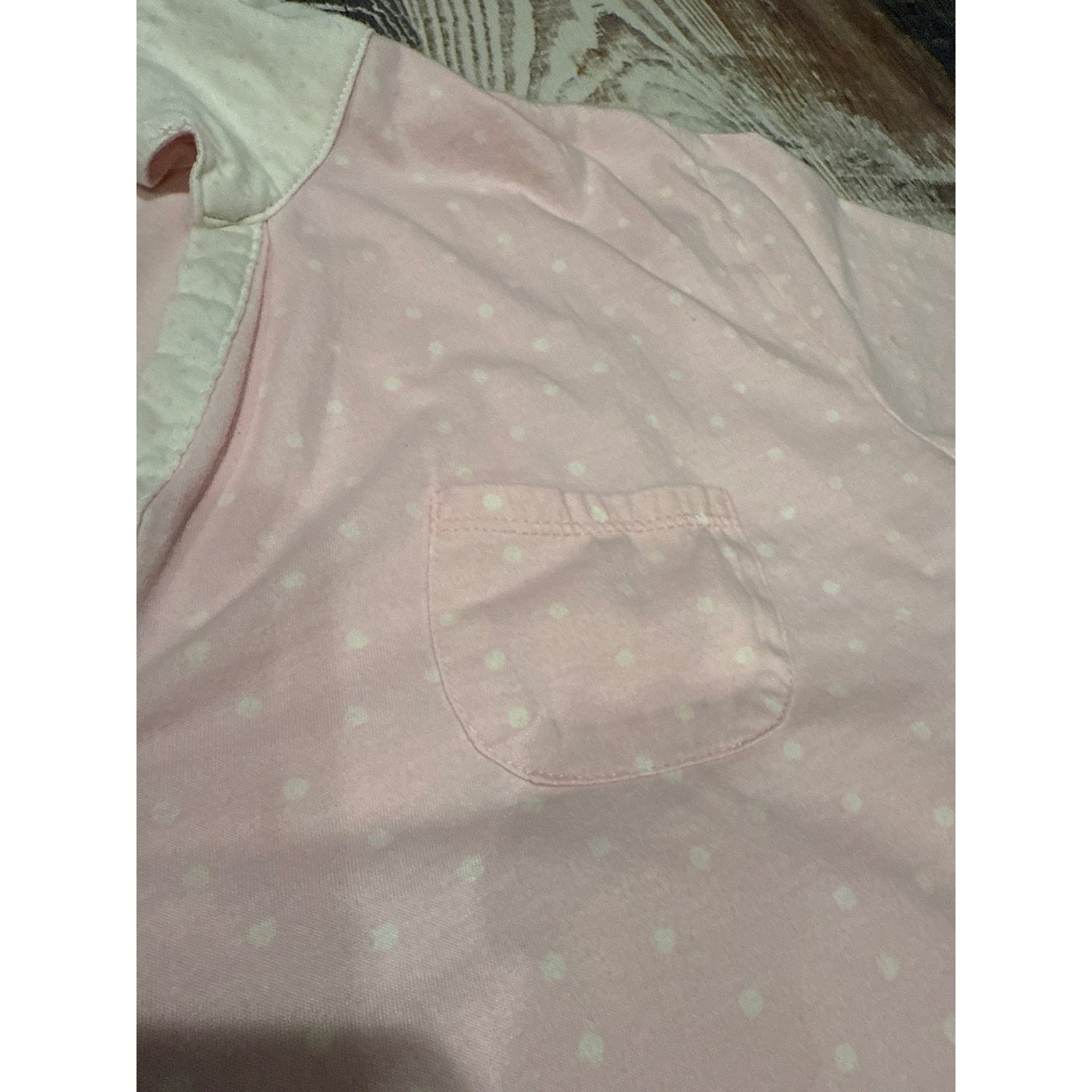Nicole miller pajama set, pink with white dots, XL/XG bed nap top with collar