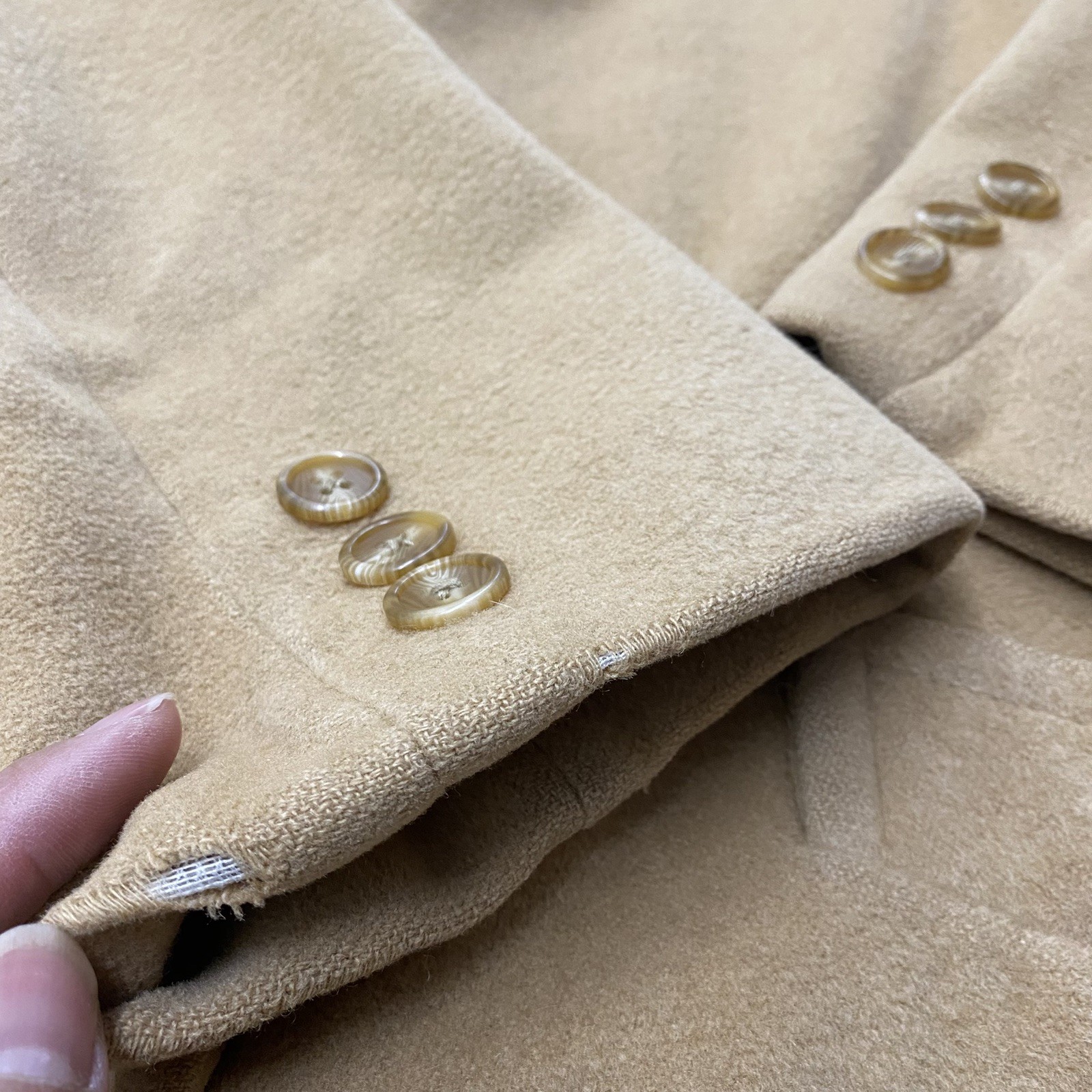 Vintage Womens 100% Camel Hair ORVIS Tan/Camel Satin Lined Trench Coat Size 8
